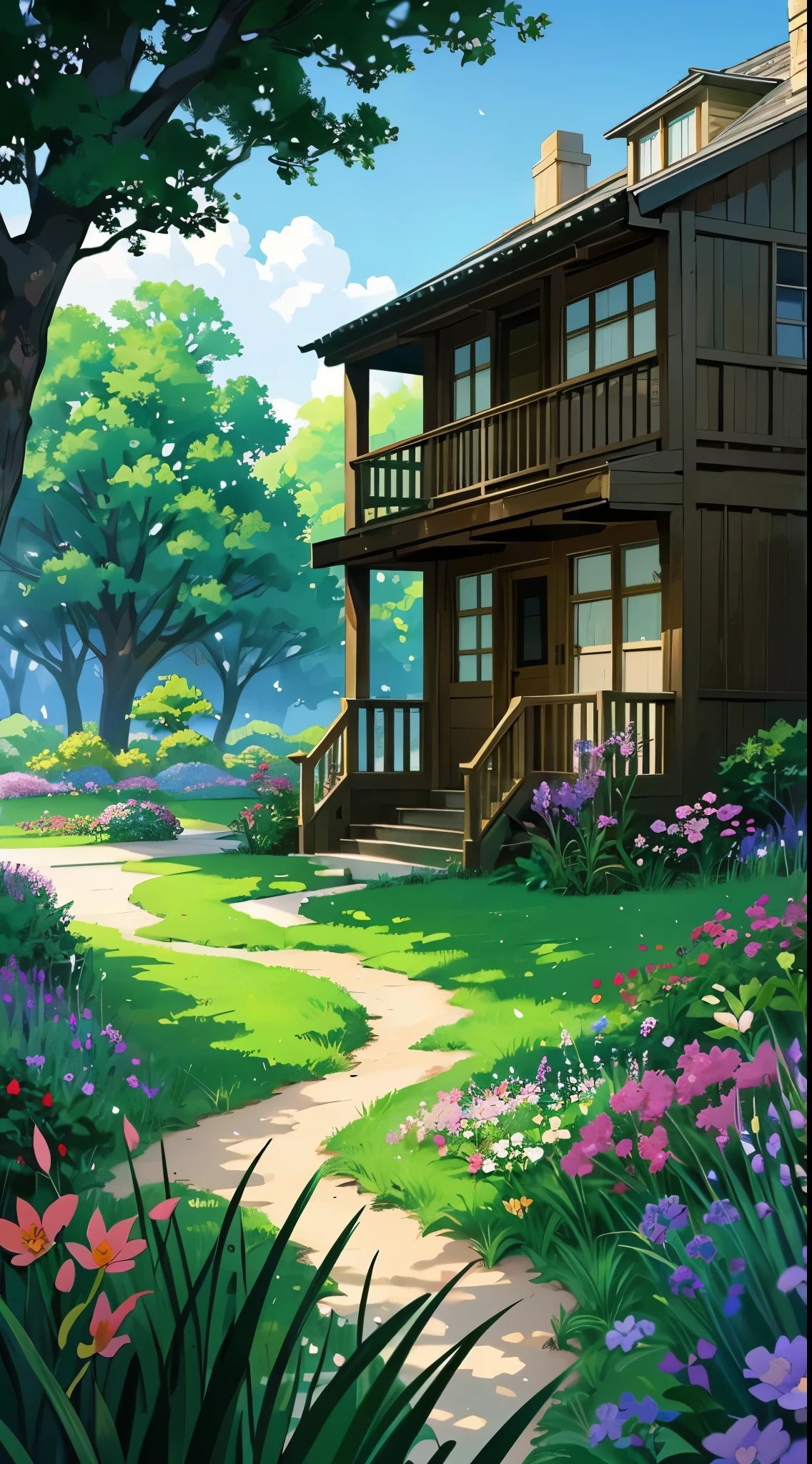 a painting of a house surrounded by flowers, overgrowth. by makoto shinkai, makoto shinkai. high detail, anime nature wallpap, anime. by makoto shinkai, by makoto shinkai, by Makoto Shinkai, studio ghibli environment, style of makoto shinkai, anime scenery, ( ( makoto shinkai ) )
