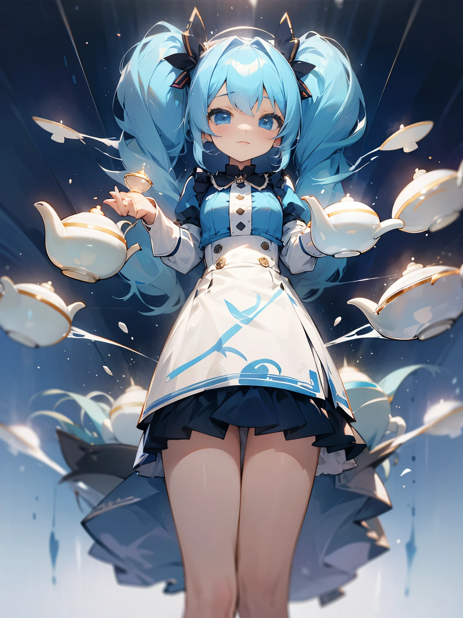 tea time tea twintails light blue hair