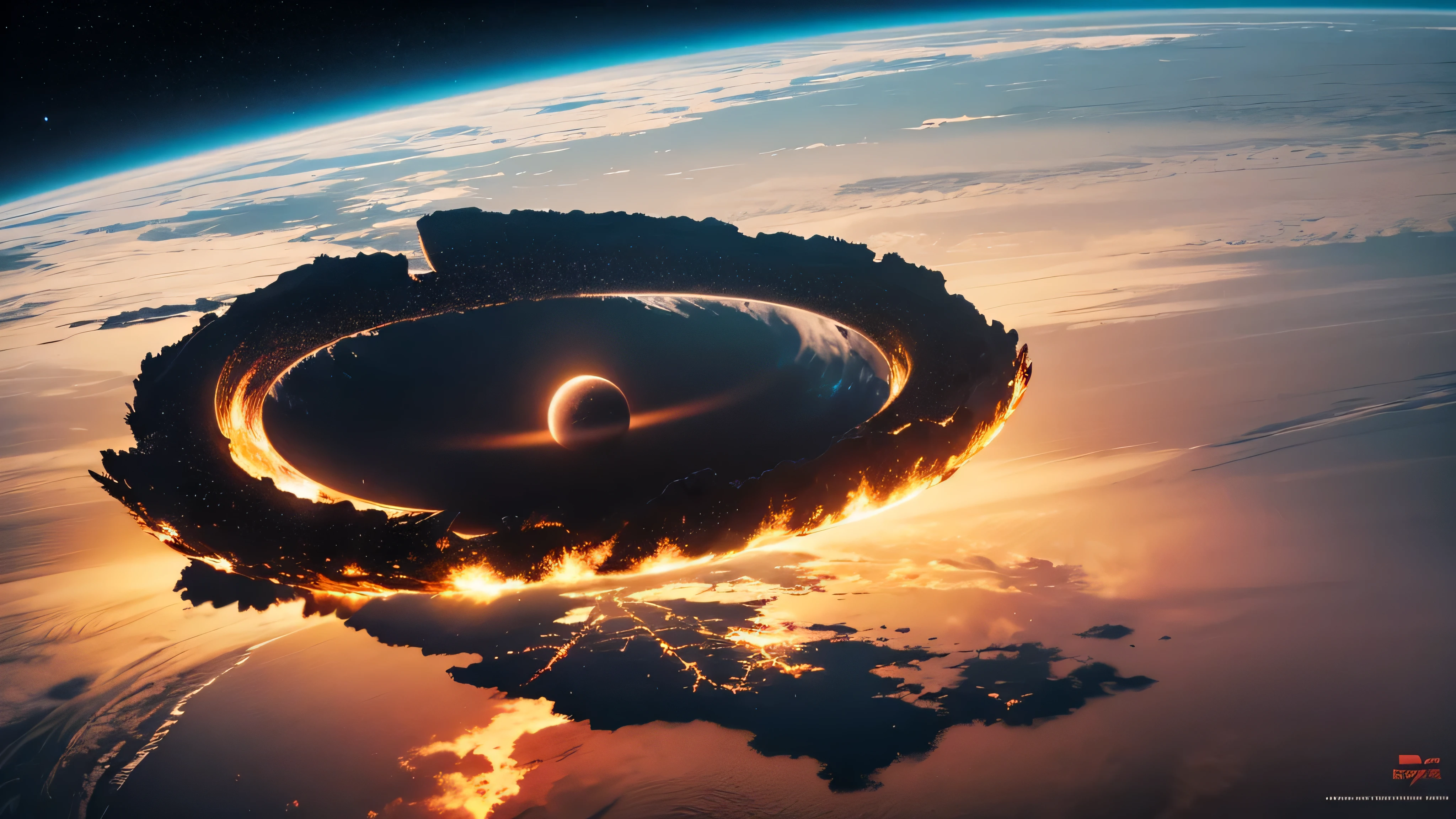 Intergalactic base, in orbit around a supermassive black hole, Astro space black hole similar to the one from the movie Interstellar, HD 4k | , (Perfect artwork)