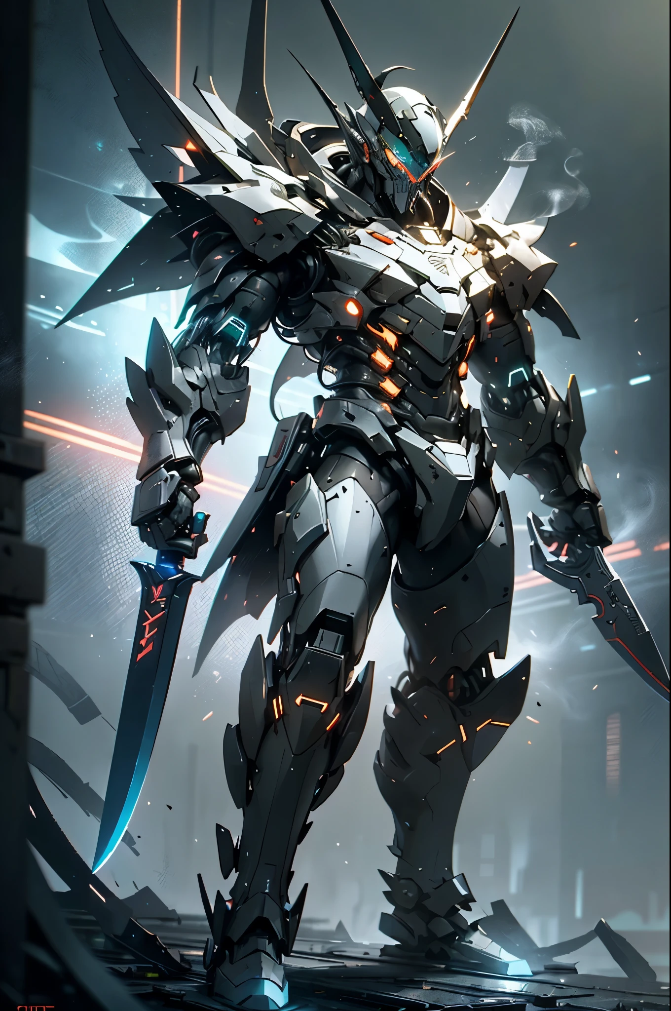 Ghost executioner with huge tomahawk, super cool ghost executioner, giant tomahawk, boxer, red mechanical boxer, wearing green mechanical armor, smoke surrounding, tomahawk swinging pose, imposing walking, frontal perspective, perfect eight-headed body proportions, tall body, full body photo, super detail, realistic, shiny, reflective, bioluminescent, galactic cybernetic mask, mecha, (executioner: 1.2), cape, SH4G0D, GlowingRunes_red, full body, movie, dark background, backlight, high contrast,