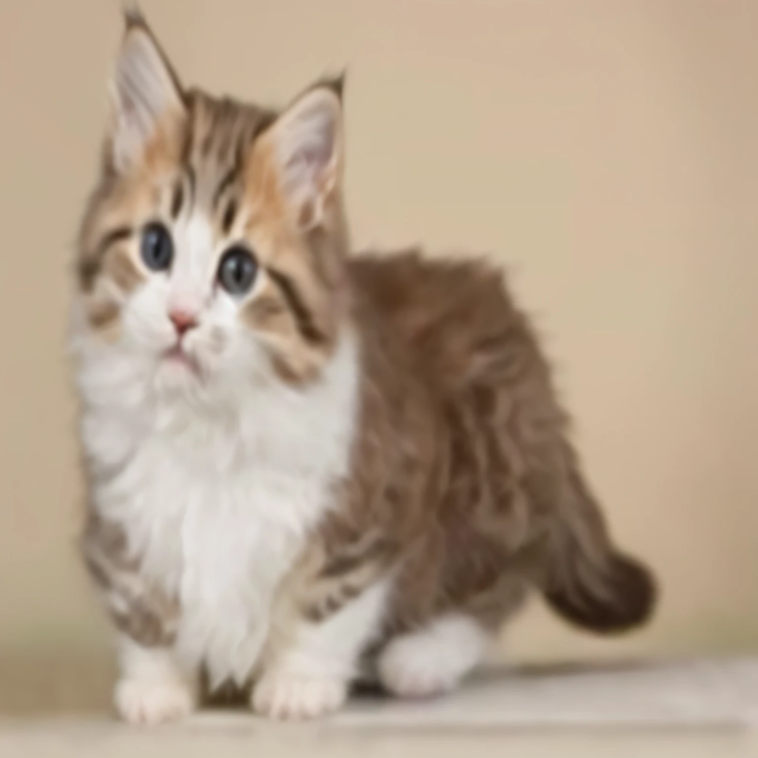 there is a cat that is standing on a table, cute cat photo, cute cat, cute kitten, long - haired siberian cat, maine coon, miniature kitten, a cute cat, an adorable kitten, precious, cat photo, awesome cat, cute animal, fluffy cat, cuteness, photo of a cat, cute kittens, beautiful cute, kitten, high resolution photo