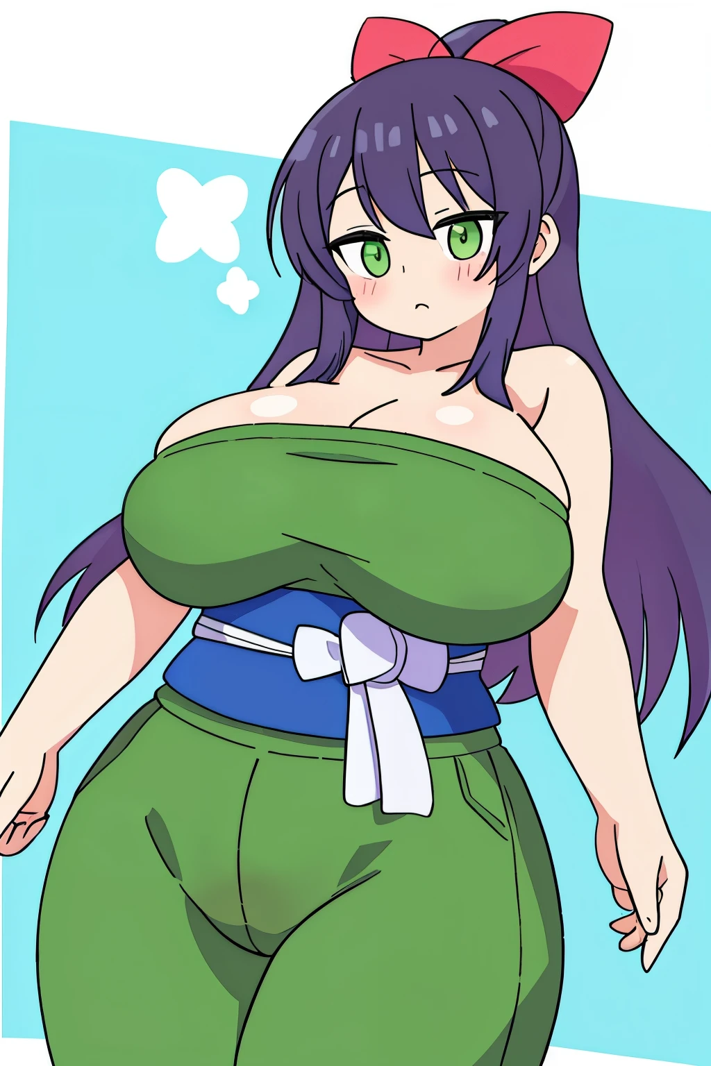 uma linda japonesa gorda, ela tem cabelos curtos e verdes, she is showing her big b is completely naked showing hee is showing her breasts