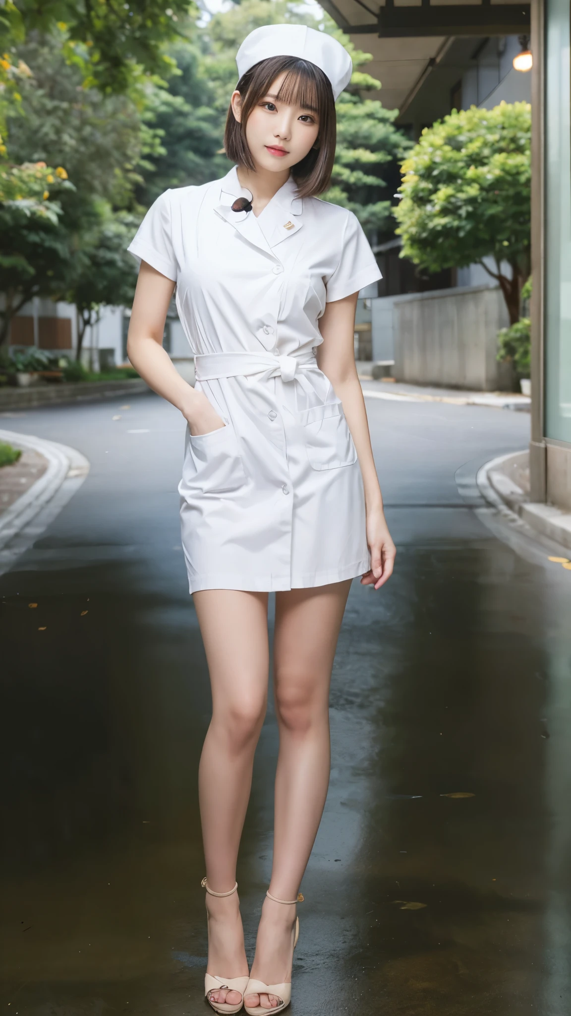arafed asian Nurse師 ,doctor, Nurse師 girl, (doctor), medical doctor, with stethoscope, Nurse師, wearing a white coat and blouse, Nurse, japanese model, wearing a white coat, sakimichan, healthcare worker, surgeon, Sexy lace white panties,Sexy lace white bra,flashy makeup,Stand with your crotch spread,Random Posing,