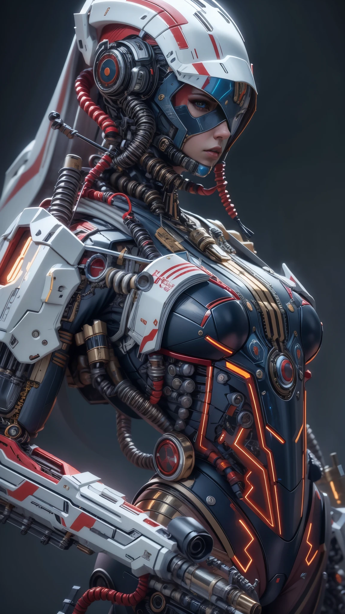 biomechanical soldier，futuristic warrior，cybernetic cyborg，Mechanical prosthetics，Futurism者，lighted hooded jacket，Unreal Engine style rendering，ritual mask，silver and blue，Mechanical Design，close up，cobra，AI，machine，Metal，electric wire，technology，Futurism，Highly detailed，extremely detailed，stand，full body shot，center，3D rendering，art station，octane rendering，8k，,