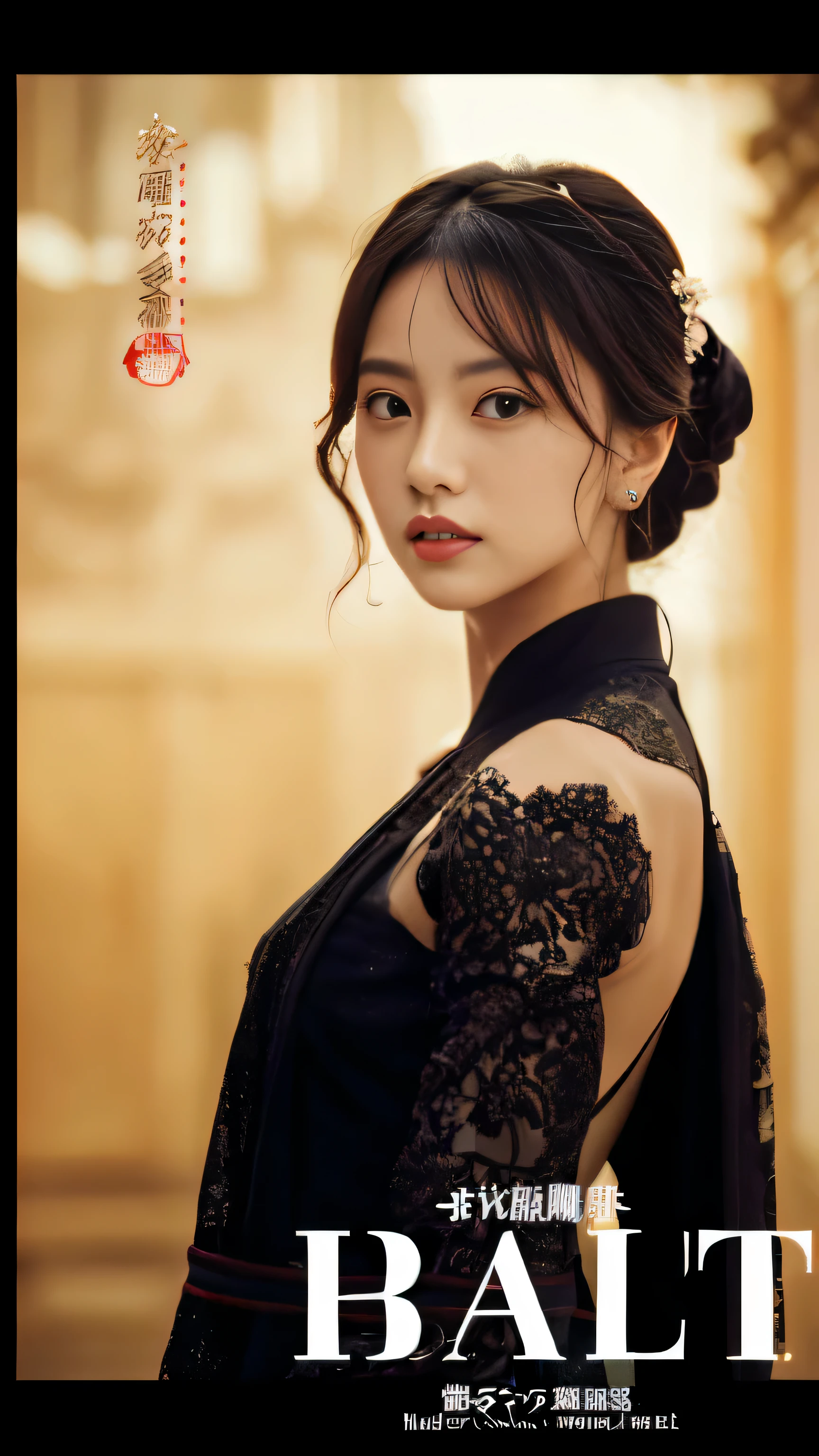 1 girl, heroine, handsome, splashed ink, Chinese armor, (upper body), black hair, floating hair, delicate eyes, black and green antique damask Hanfu, fov, (f1.8), (masterpiece), (portrait shot), front shot, white background, (movie poster), weapon
