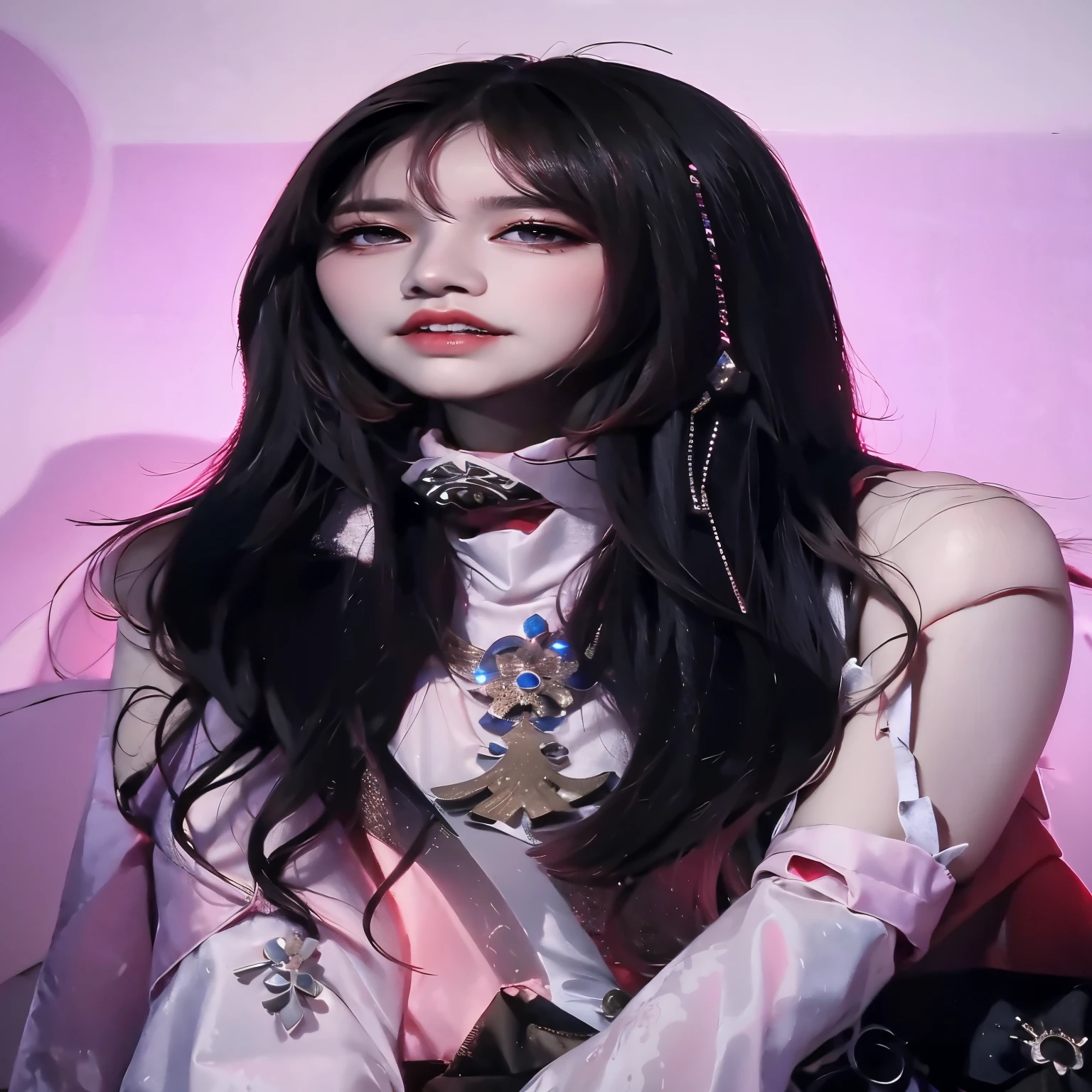 un primer plano de una mujer con cabello largo y negro que llevaba un vestido rosa, retrato de jisoo rosa negro, jisoo de blackpink, Jisoo de Blackpink, portrait of jossi de blackpink, jossi de blackpink, aesthetic!!!!!! genio femenino, ulzzang, jia, pale and light skin!!, Jinyoung Shin, xianxia de cuerpo completo, sha xi, Lalisa Manoban de Blackpink