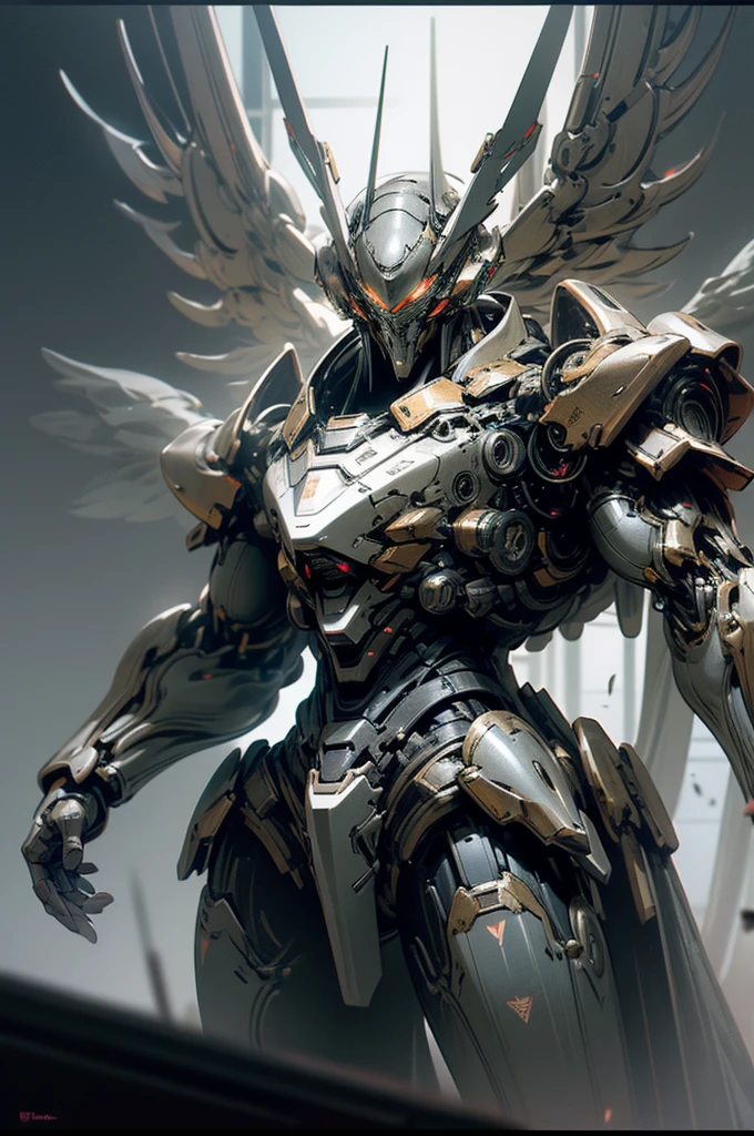   A miracle of technology. Mechanical warriors are a miracle of technology.，Advanced technology,futuristic glowing, armor, Glowing mecha, They have large wings and advanced weapons and equipment，Cyberpunk can exert powerful power in battle,Mechanical,glowing eyes,Metal surface electromagnetic field,sharp edge depth of field,Maximum Clarity and Clarity Lighting Effects Fantasy Art Mystical Atmosphere Complex Details Expansive Views, Surreal, Very detailed, number, Surreal主义