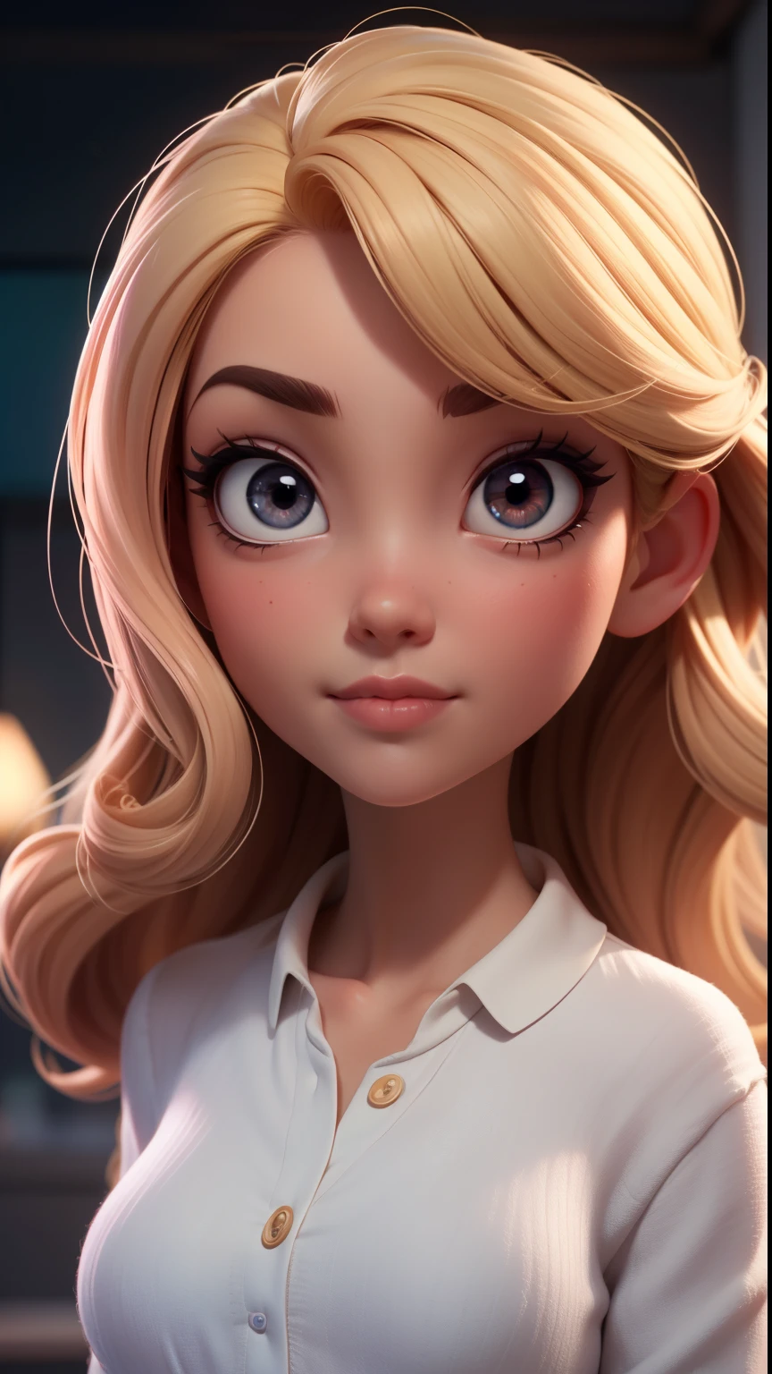 Estilo pixar, bebe loiro cabelos lisos de fraldas