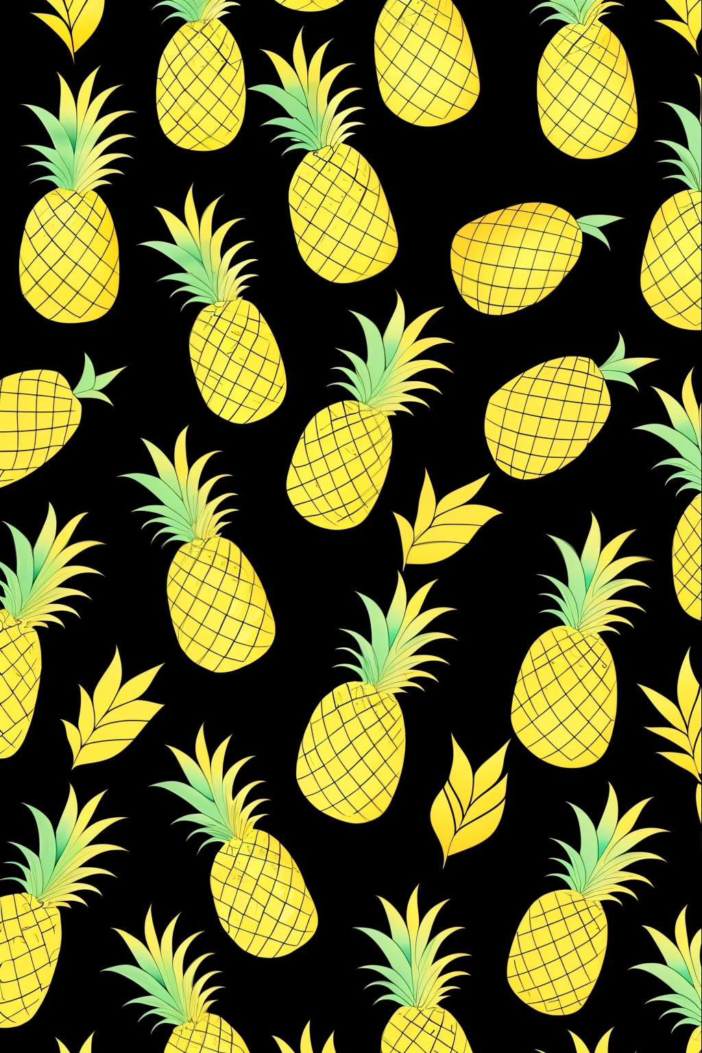 Pineapple patterns, multicor, fundo black