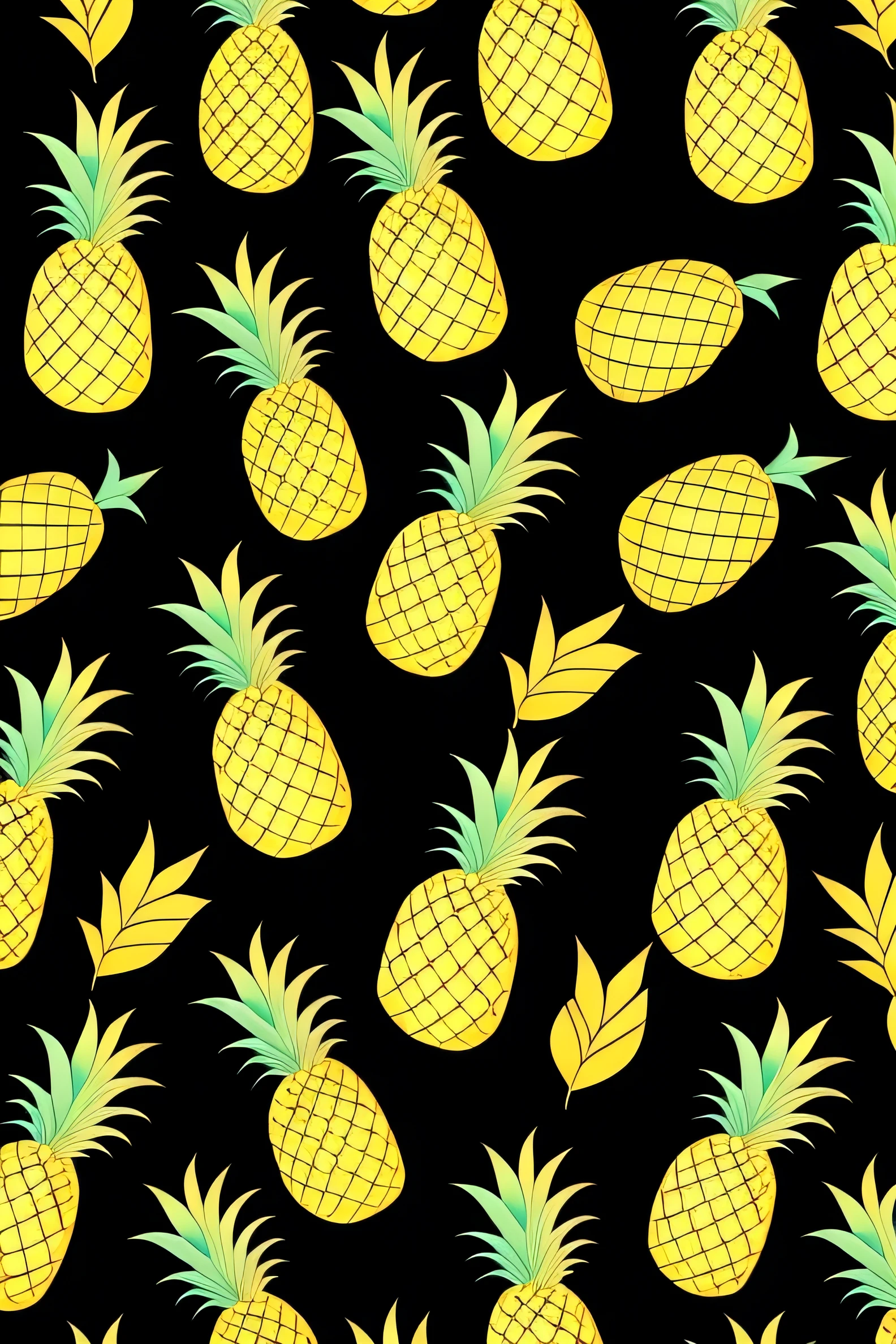 Pineapple patterns, multicor, fundo black