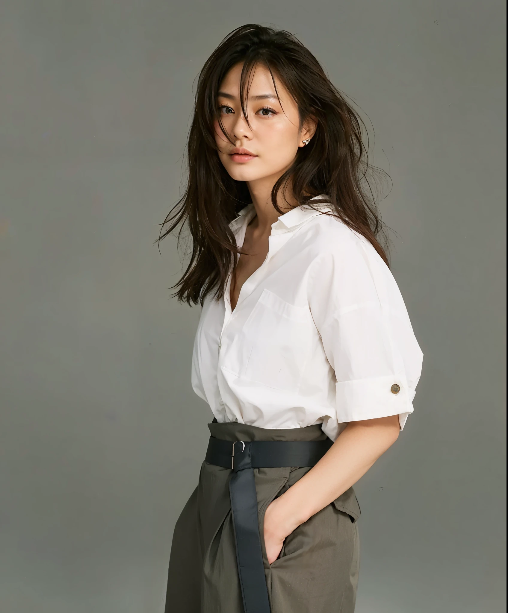 a beautiful Chinese woman, 35 years old, dark mood, professional photo, detailed skin.