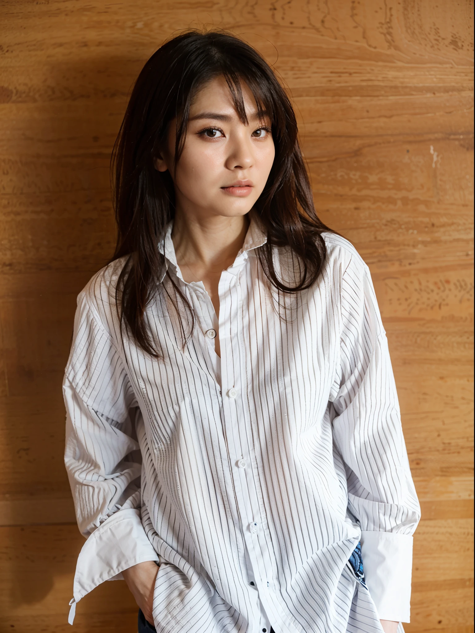 a beautiful Chinese woman, 35 years old, dark mood, professional photo, detailed skin.
