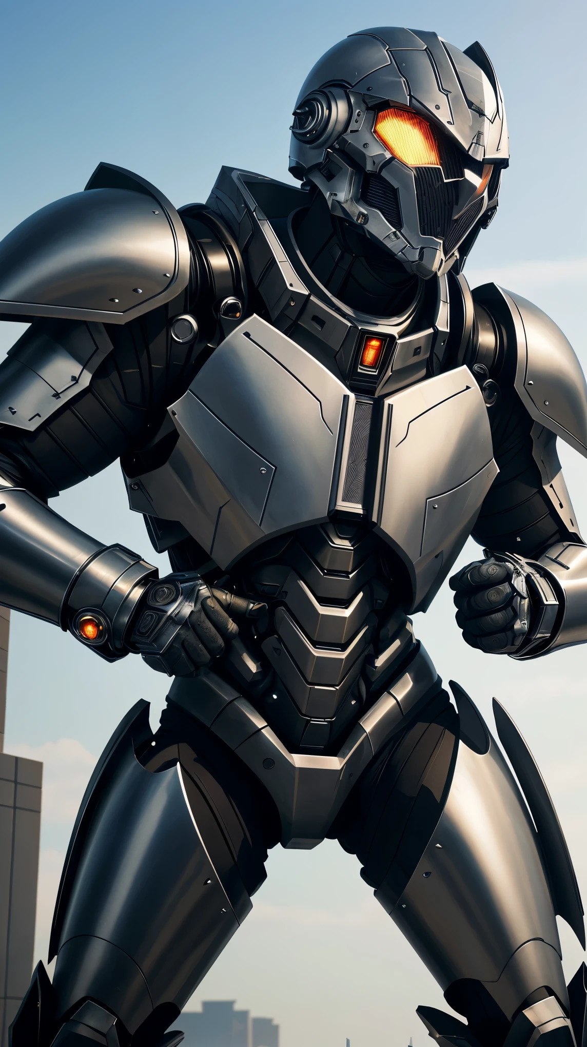 Mechanical warrior, armored combat suit, detailed mechanical design, brilliant engineering artwork, beautiful detailed eyes, beautiful detailed lips, extremely detailed eyes and face, (best quality,4k,8k,highres,masterpiece:1.2), ultra-detailed, (realistic,photorealistic,photo-realistic:1.37), futuristic combat, advanced technology, futuristic weapons, powerful stance, metallic armor, robust mechanical aesthetics, high-tech warfare, titanium alloy structure.