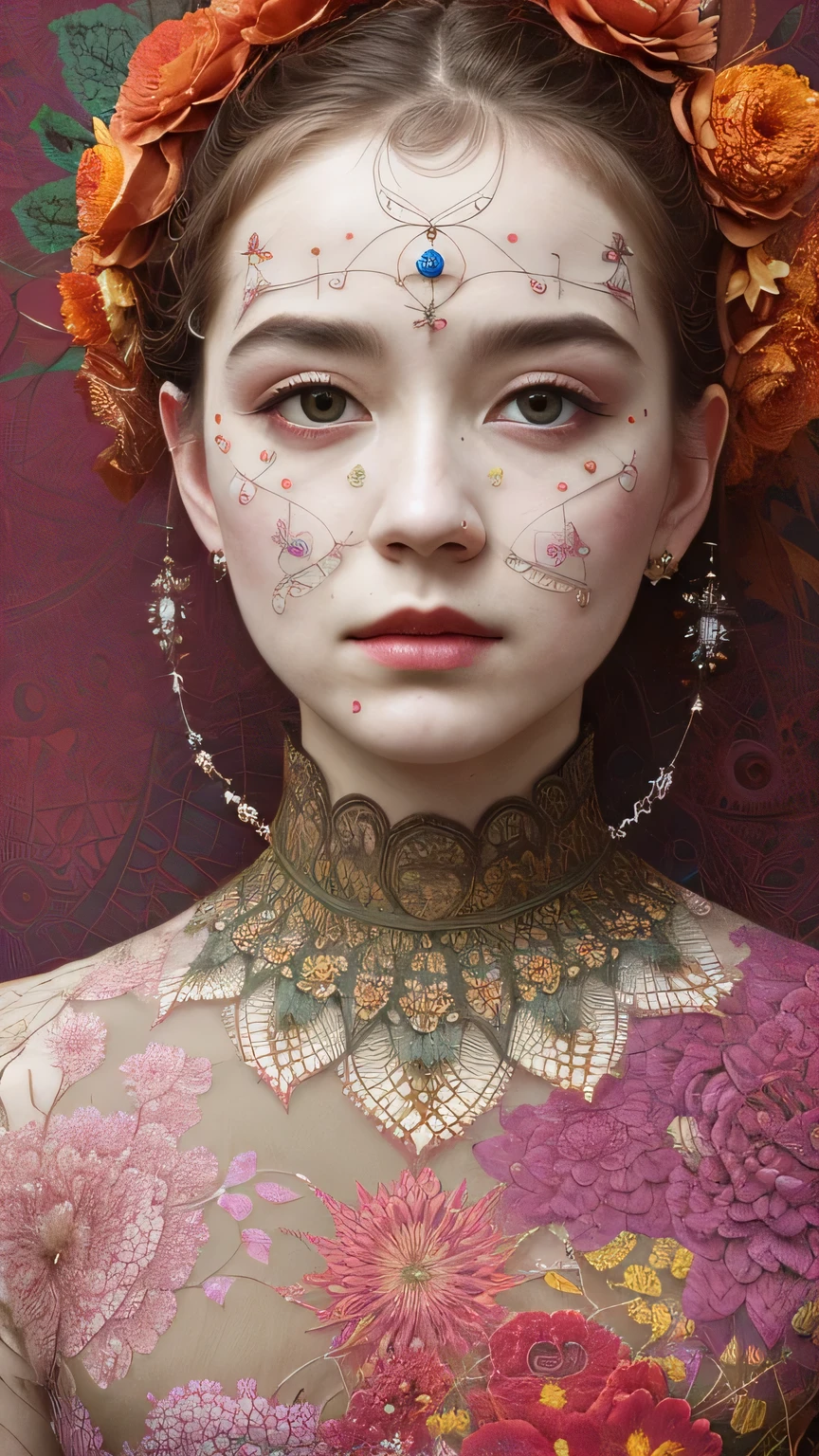 official art, unity 8k wallpaper, ultra detailed, beautiful and aesthetic, masterpiece, best quality, (zentangle, mandala, tangle, entangle), (fractal art:1.3) , 1girl, extremely detailed, dynamic angle, cowboyshot, the most beautiful form of chaos, elegant, a brutalist designed, vivid colours, romanticism, by james jean, roby dwi antono, ross tran, francis bacon, michal mraz, adrian ghenie, petra cortright, gerhard richter, takato yamamoto, ashley wood, atmospheric, ecstasy of musical notes, streaming musical notes visible