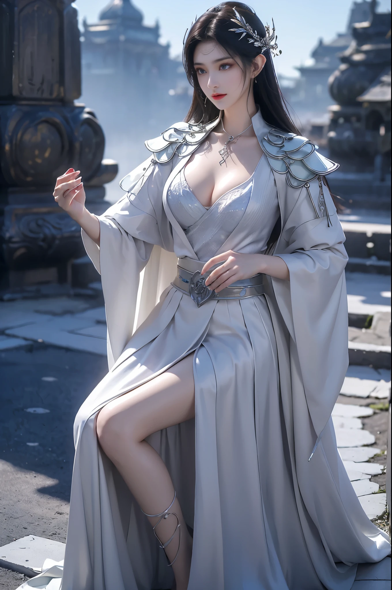 In the depths of Wonderland,The moonlight falls like water,foggy room,The figure of the heroine is vaguely visible,Just like the fairy in the painting,Beautiful big breasts而又带着一丝mystery的色彩。Her face is beautiful and delicate,Like finely carved jade,Showing otherworldly beauty。The eyebrows are picturesque,Long eyebrows to temples,The waves in my eyes are like twinkling stars,Show the light of perseverance and wisdom。The bridge of the nose is straight,Lip color like cherry,The slightly raised corners of the mouth reveal confidence and calmness。Her face is well defined,The skin is as fair as jade,Reveals a healthy glow,Not like a fairy'Don’t eat the fireworks of the world。Her makeup is light and delicate,Not too much embellishment,But enough to show her temperament and charm。Light-colored foundation brings out the transparency of the skin,A light eyebrow pencil outlines her perfect eyebrow shape,Eye makeup is eye shadow and eyeliner,Make her eyes brighter and more energetic。嘴唇涂上grace的口红,Adds a bit of charm and sophistication。她的衣服grace别致,Wearing white clothes to win the snow,Clothes flutter,It seems like it will be blown up by the wind at any time,drifting into the distance。Beautifully embroidered patterns on clothes,既不失grace,Also showed her extraordinary skills。A wide belt is tied around the waist,There is a crystal clear jade pendant hanging on it,Rocking with her movements。Her hair is tied back casually,Secure it with a hosta,A few strands of hair are fluttering gently in the wind,Adds a bit of softness。Her figure is looming in the fairyland,宛如一道Beautiful big breasts的风景线,attracted everyone's attention。She seems to be an elf in fairyland,Beautiful big breasts、grace、mystery、and full of power。