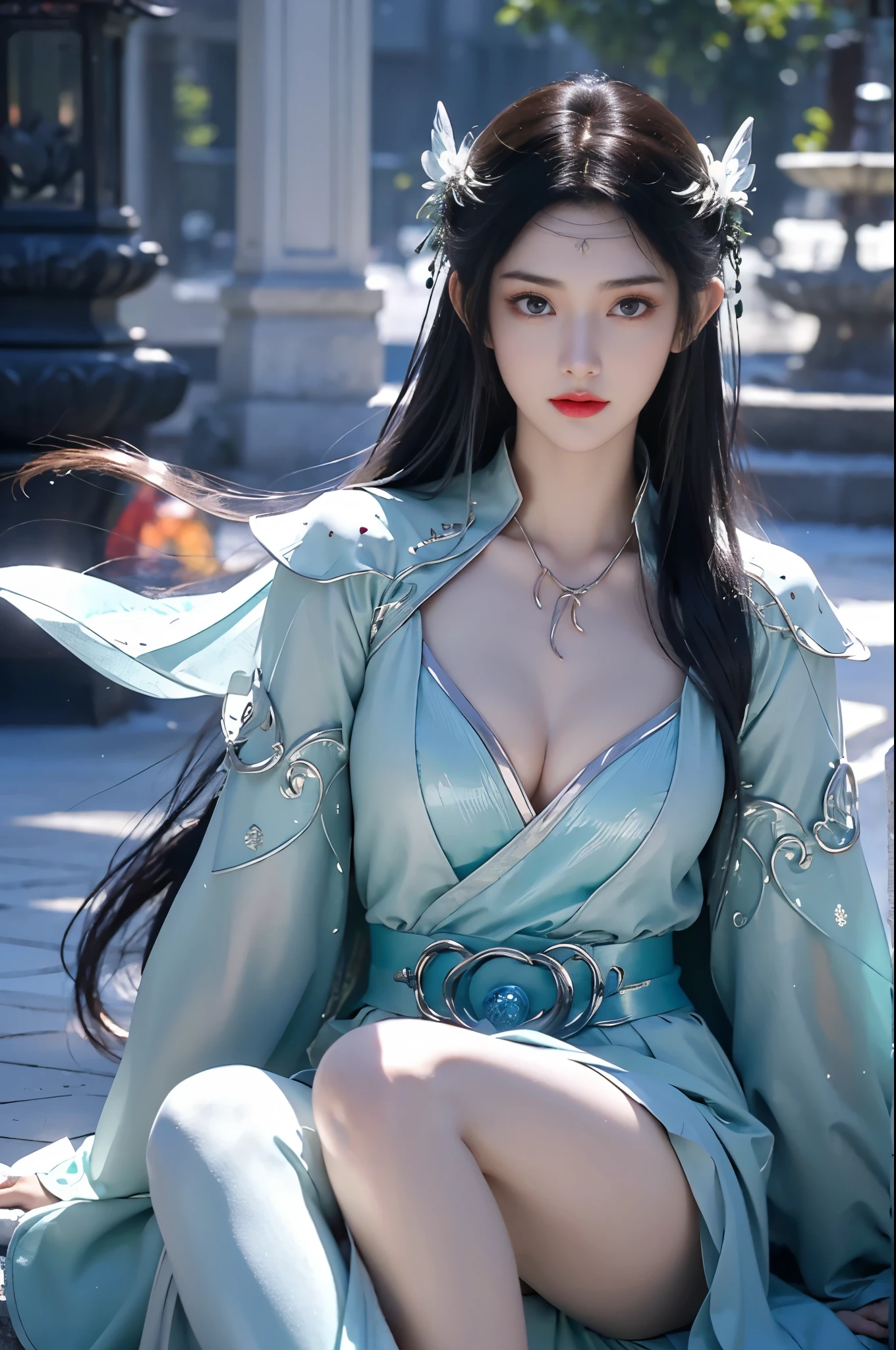 In the depths of Wonderland，The moonlight falls like water，foggy room，The figure of the heroine is vaguely visible，Just like the fairy in the painting，Beautiful big breasts而又带着一丝mystery的色彩。Her face is beautiful and delicate，Like finely carved jade，Showing otherworldly beauty。The eyebrows are picturesque，Long eyebrows to temples，The waves in my eyes are like twinkling stars，Show the light of perseverance and wisdom。The bridge of the nose is straight，Lip color like cherry，The slightly raised corners of the mouth reveal confidence and calmness。Her face is well defined，The skin is as fair as jade，Reveals a healthy glow，Not like a fairy&#39;Don’t eat the fireworks of the world。Her makeup is light and delicate，Not too much embellishment，But enough to show her temperament and charm。Light-colored foundation brings out the transparency of the skin，A light eyebrow pencil outlines her perfect eyebrow shape，Eye makeup is eye shadow and eyeliner，Make her eyes brighter and more energetic。嘴唇涂上grace的口红，Adds a bit of charm and sophistication。她的衣服grace别致，Wearing white clothes to win the snow，Clothes flutter，It seems like it will be blown up by the wind at any time，drifting into the distance。Beautifully embroidered patterns on clothes，既不失grace，Also showed her extraordinary skills。A wide belt is tied around the waist，There is a crystal clear jade pendant hanging on it，Rocking with her movements。Her hair is tied back casually，Secure it with a hosta，A few strands of hair are fluttering gently in the wind，Adds a bit of softness。Her figure is looming in the fairyland，宛如一道Beautiful big breasts的风景线，attracted everyone&#39;s attention。She seems to be an elf in fairyland，Beautiful big breasts、grace、mystery、and full of power。