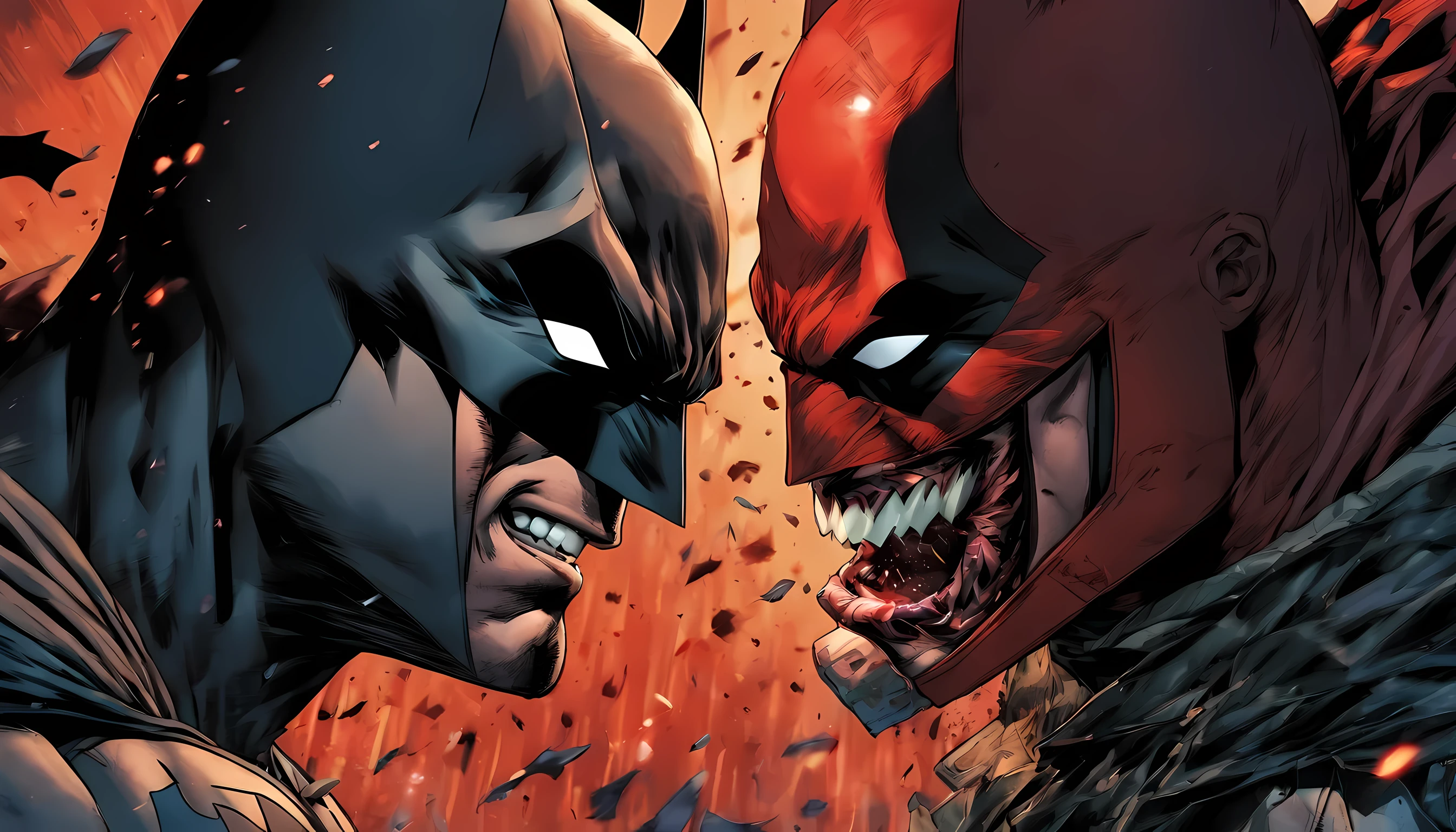 fighting scene between batman and red hood from batman under the red hood movie, punching face