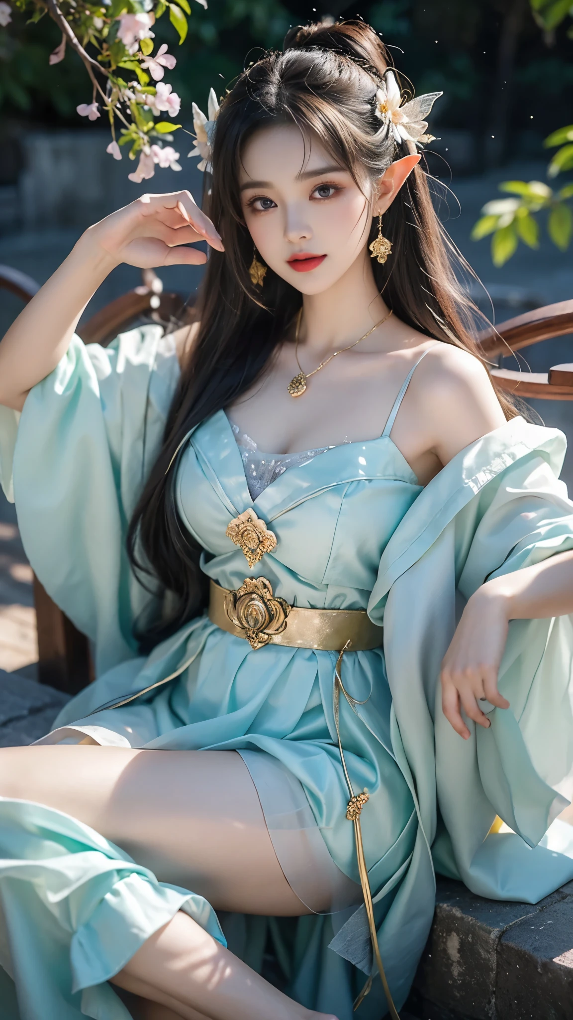 In the depths of Wonderland,The moonlight falls like water,foggy room,The figure of the heroine is vaguely visible,Just like the fairy in the painting,Slender sexy legs,Very nice legs,Beautiful big breasts而又带着一丝mystery的色彩。Her face is beautiful and delicate,Like finely carved jade,Showing otherworldly beauty。The eyebrows are picturesque,Long eyebrows to temples,The waves in my eyes are like twinkling stars,Show the light of perseverance and wisdom。The bridge of the nose is straight,Lip color like cherry,The slightly raised corners of the mouth reveal confidence and calmness。Her face is well defined,The skin is as fair as jade,Reveals a healthy glow,Not like a fairy'Don’t eat the fireworks of the world。Her makeup is light and delicate,Not too much embellishment,But enough to show her temperament and charm。Light-colored foundation brings out the transparency of the skin,A light eyebrow pencil outlines her perfect eyebrow shape,Eye makeup is eye shadow and eyeliner,Make her eyes brighter and more energetic。嘴唇涂上grace的口红,Adds a bit of charm and sophistication。她的衣服grace别致,Wearing white clothes to win the snow,Clothes flutter,It seems like it will be blown up by the wind at any time,drifting into the distance。Beautifully embroidered patterns on clothes,既不失grace,Also showed her extraordinary skills。A wide belt is tied around the waist,There is a crystal clear jade pendant hanging on it,Rocking with her movements。Her hair is tied back casually,Secure it with a hosta,A few strands of hair are fluttering gently in the wind,Adds a bit of softness。Her figure is looming in the fairyland,宛如一道Beautiful big breasts的风景线,attracted everyone's attention。She seems to be an elf in fairyland,Beautiful big breasts、grace、mystery、and full of power。