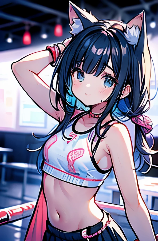 boxing、teenage girl、、belly button、stomach、skirt、Cat ear、cute