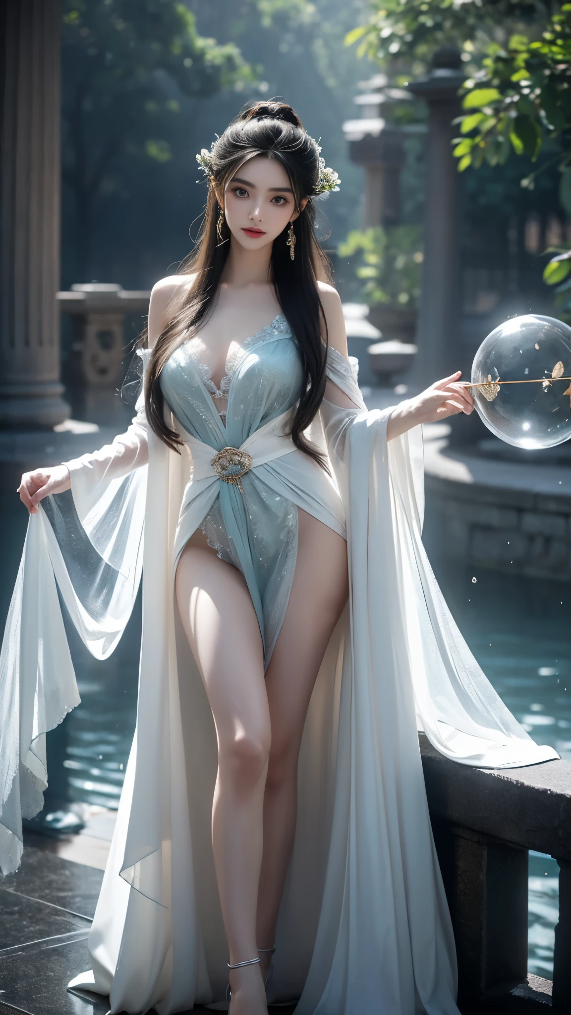 In the depths of Wonderland,The moonlight falls like water,foggy room,The figure of the heroine is vaguely visible,Just like the fairy in the painting,Slender sexy legs,Very nice legs,Leaking legs,Don’t cover your legs with clothes,Beautiful big breasts而又带着一丝mystery的色彩。Her face is beautiful and delicate,Like finely carved jade,Showing otherworldly beauty。The eyebrows are picturesque,Long eyebrows to temples,The waves in my eyes are like twinkling stars,Show the light of perseverance and wisdom。The bridge of the nose is straight,Lip color like cherry,The slightly raised corners of the mouth reveal confidence and calmness。Her face is well defined,The skin is as fair as jade,Reveals a healthy glow,Not like a fairy'Don’t eat the fireworks of the world。Her makeup is light and delicate,Not too much embellishment,But enough to show her temperament and charm。Light-colored foundation brings out the transparency of the skin,A light eyebrow pencil outlines her perfect eyebrow shape,Eye makeup is eye shadow and eyeliner,Make her eyes brighter and more energetic。嘴唇涂上grace的口红,Adds a bit of charm and sophistication。她的衣服grace别致,Wearing white clothes to win the snow,Clothes flutter,It seems like it will be blown up by the wind at any time,drifting into the distance。Beautifully embroidered patterns on clothes,既不失grace,Also showed her extraordinary skills。A wide belt is tied around the waist,There is a crystal clear jade pendant hanging on it,Rocking with her movements。Her hair is tied back casually,Secure it with a hosta,A few strands of hair are fluttering gently in the wind,Adds a bit of softness。Her figure is looming in the fairyland,宛如一道Beautiful big breasts的风景线,attracted everyone's attention。She seems to be an elf in fairyland,Beautiful big breasts、grace、mystery、and full of power。