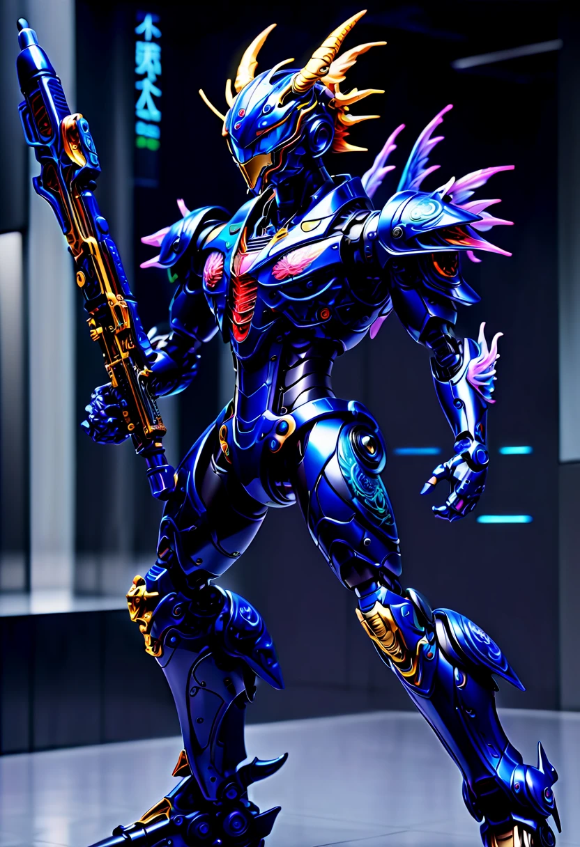 （Full body image），cyberpunk characters，middle，(A futuristic sci-fi warrior wearing a white mechanical suit lies on his side in the snow，Holding a high-tech sniper rifle to aim at the target，Made of vibranium，Fine machinery，electric wire，gear，Luxurious texture，White hood，mask，White camouflage uniform，Blue glowing goggles，mask），heavy snow，in the forest，snowfield，（global illumination、Ray tracing、human development report、Unrealistic rendering、Rational design、masterpiece、best quality、ultra high definition、light）