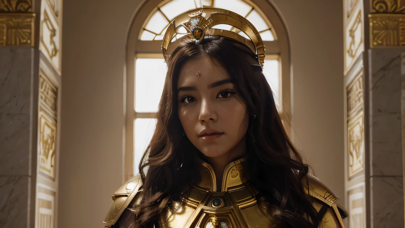 combine beautiful Girl with aries zodiac Crown,aries Zodiac detail, aries zodiac armour, the beautiful girl with zodiac sign behind,
Realistic, In the style of saint saiya,
in the style of astrology lightningwave zodiac,k-pop, aries zodiac ornament, aries ornament,gold , 32k uhd,Photorealism, no porn,
cosplay,dark vibes, 300dpi, Ultra Quality, No Watermark,ultra 8k resolution