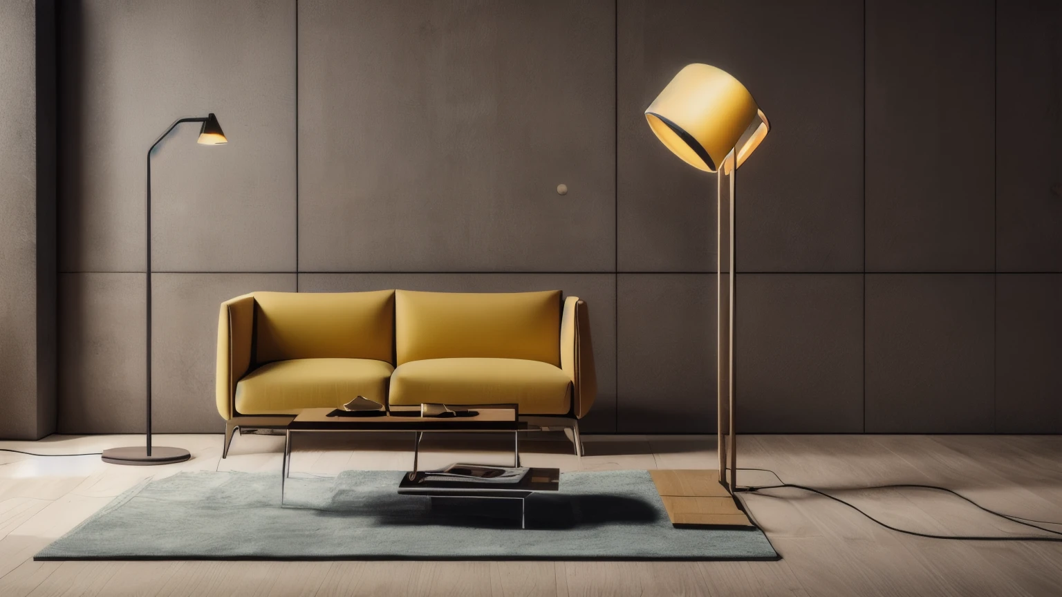 hyper ultra realistic photographs full body of A sleek, chrome-plated floor lamp with a geometric shade stands tall against a bold mustard yellow backdrop, creating a modern and stylish ambiance. ratio 16:9, 4k, 8k resolution, High quality photo, high detailed, imagesharp focus, Cinematic lighting,hyperdetailed & Unreal engine, detail, realism, photography,cinematography, camera NIKON, lens NIKKOR flagship, masterpiece. hyper-maximalism, ultradetailed photorealistic, light skin imperfections, final render, vray, photo, fashion