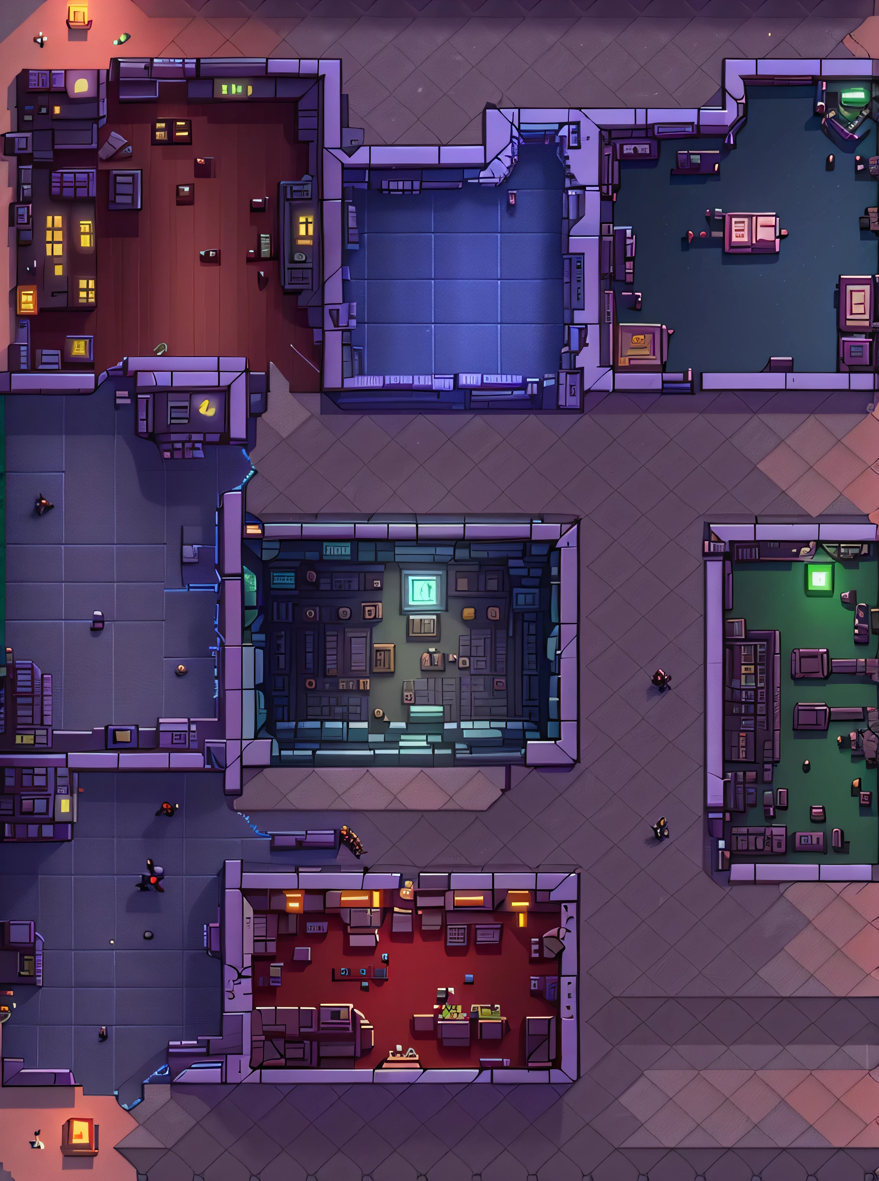 a close up of a computer generated image of a building, randomly segmented rooms, set in cyberpunk bank vault, va-11 hall-a, steam workshop maps, background hyper detailed, weapon shop interior, cyberpunk basement, random background scene, rpg maker style bedroom, hyper detailed scene, made in rpg maker, tons of rooms, set in bank vault room，dungeon background