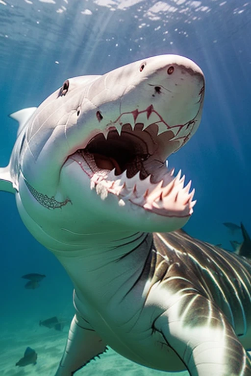 Combination of great white shark and saltwater crocodile