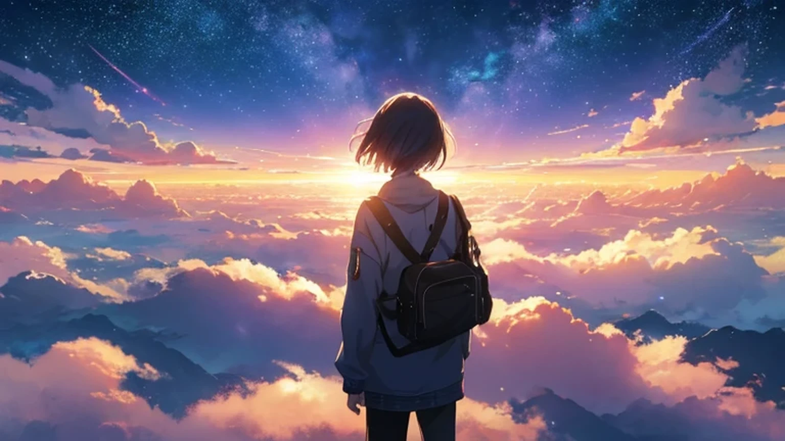 Anime - beautiful sky style scene with stars and planets, space sky. by makoto shinkai, anime art wallpaper 4k, anime art wallpaper 4k, anime art wallpaper 8k, anime wallpaper 4k, anime wallpaper 4k, 4k anime wallpaper, anime sky, awesome wallpaper, anime background, heavenly planets on the background, anime background art,  empty place, There are no people, no one