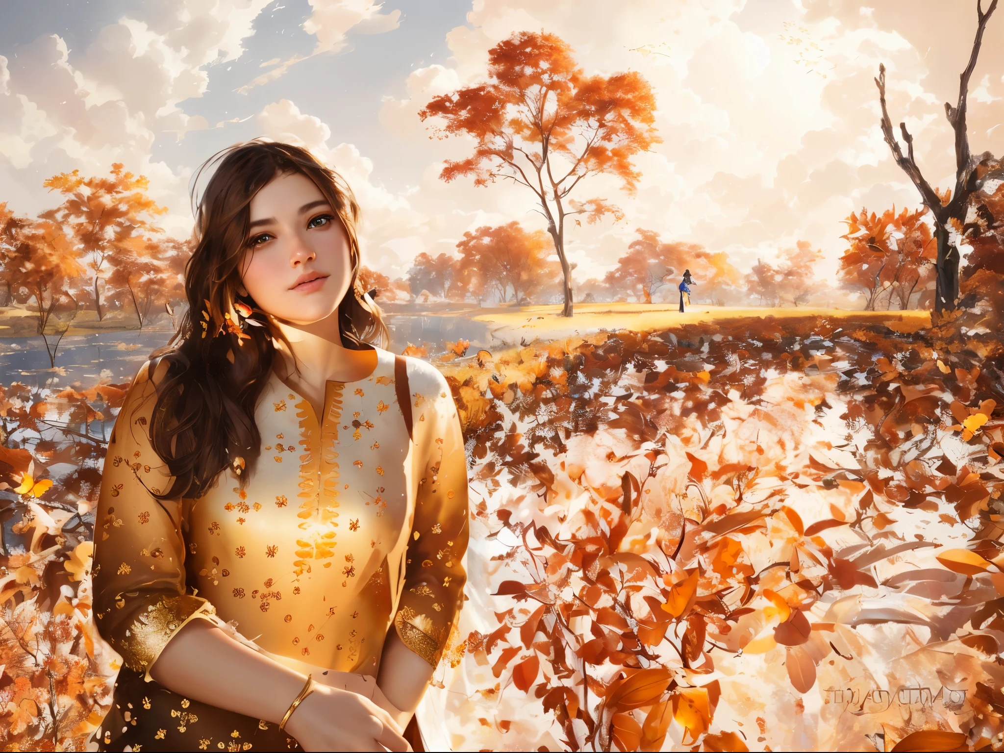 8k portrait of beautiful girl with brown hair, intricate, elegant, highly detailed, majestic, digital photography, art by artgerm and ruan jia and greg rutkowski surreal painting gold butterfly filigree, broken glass, (masterpiece, sidelighting, finely detailed beautiful eyes: 1.2), hdr, 