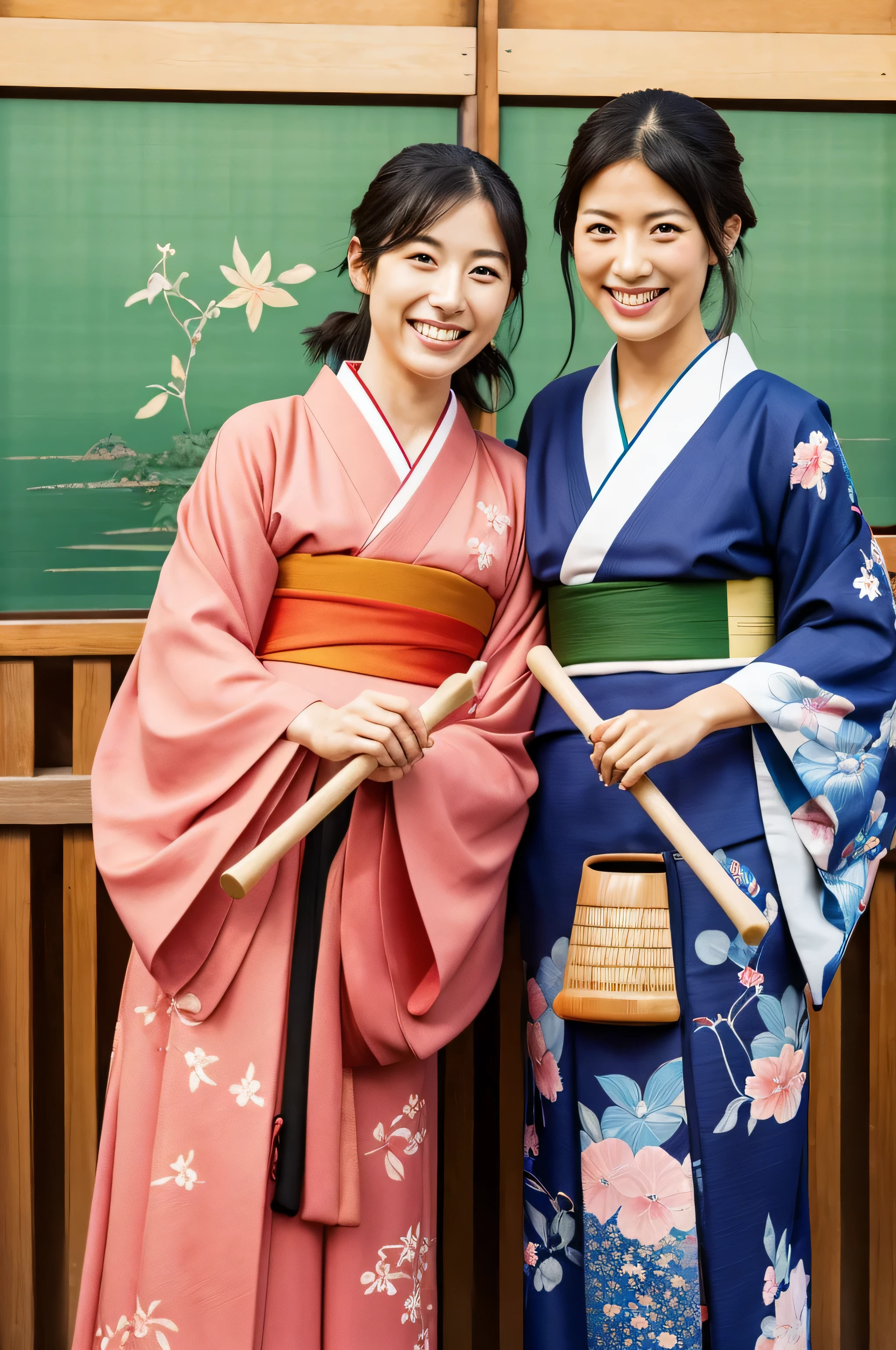 Two women wearing kimono and playing shamisen, Looks happy! Sengai, Ayami Kojima, Ryde Caldwell, Japanese painting, Ayako Rokkaku, Shigemi Kakinouchi, Satotomo Nibi, Japanese painting, ukiyoe, Asao Urata, For beginners