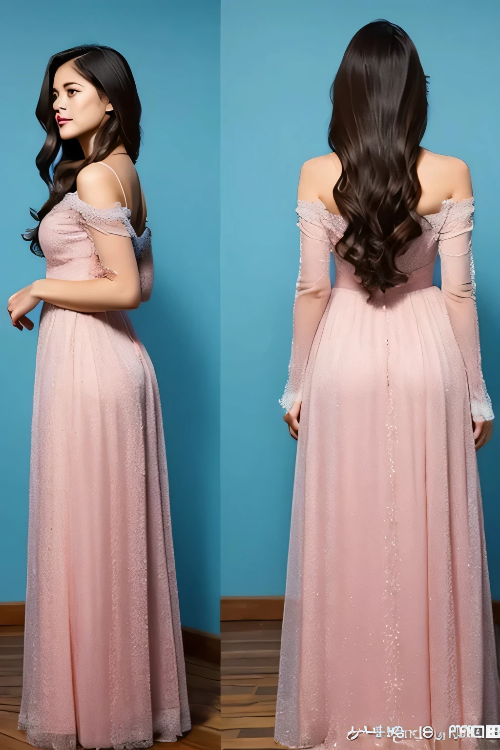 woman Rear view long hair long dress