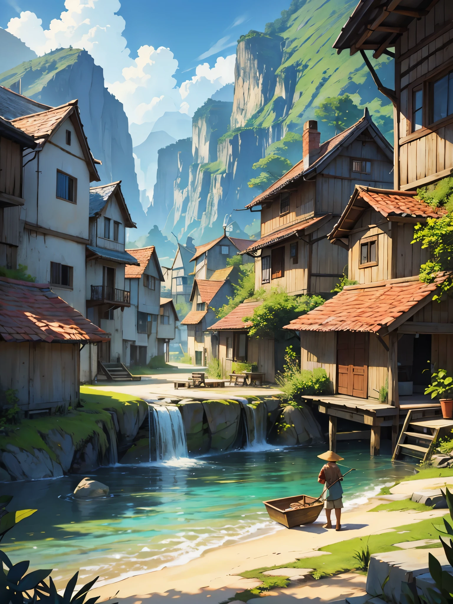 Small fishing village, fantasy