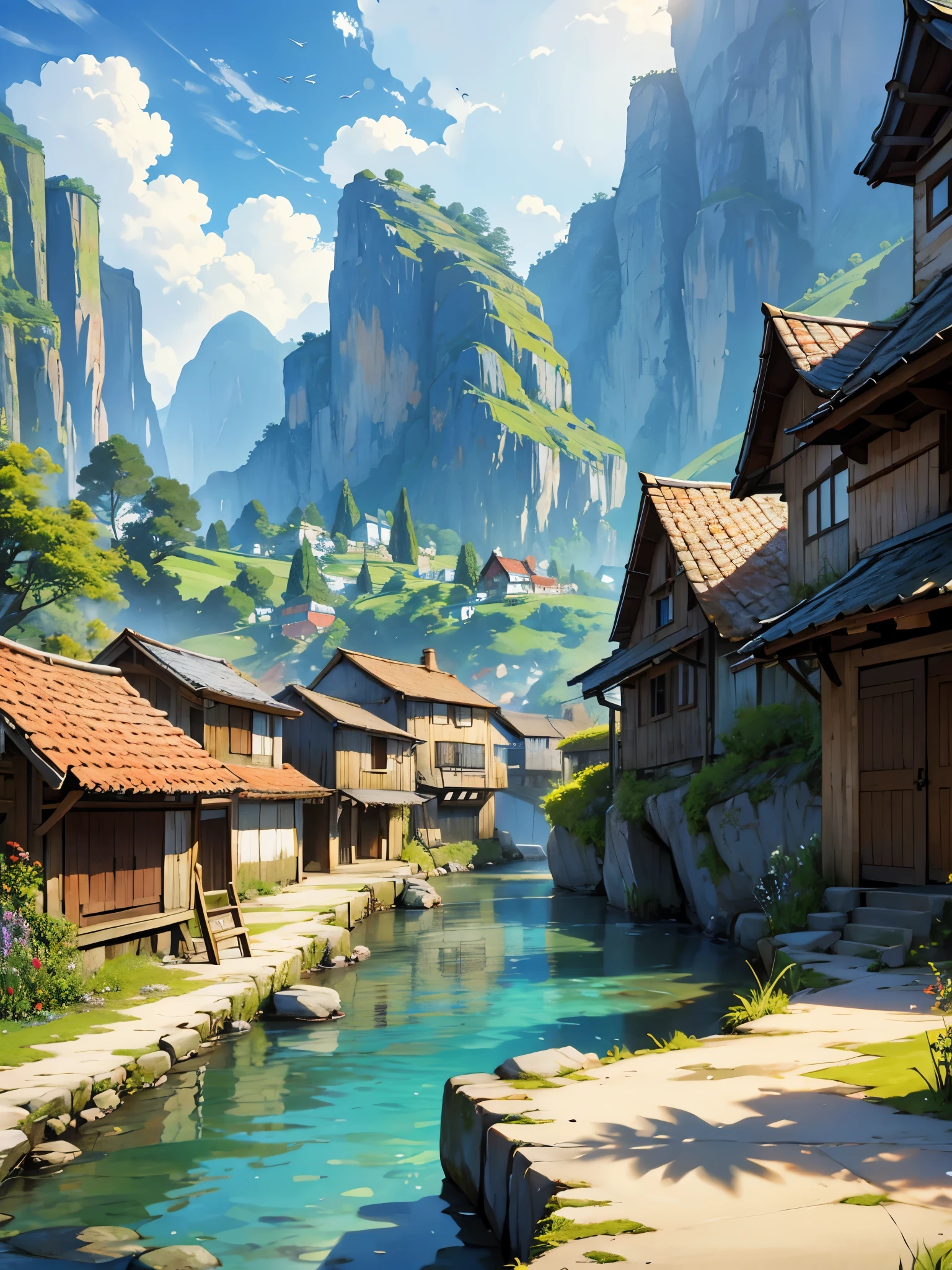Small fishing village, fantasy