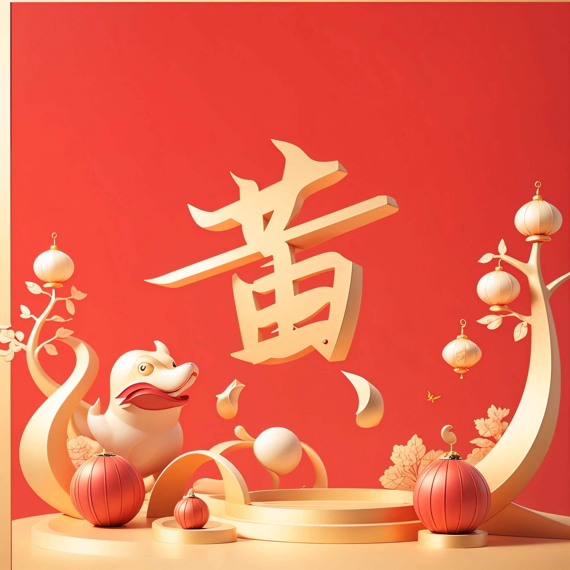 (Masterpiece, High Quality, high details), chinese architecture,red theme,paper-cut,(chinese_knot),paper lantern,chinese pattern,gold,display stand,car,chinese element,(red background:1.1),white,white_background,CGposterrender bsw，gold