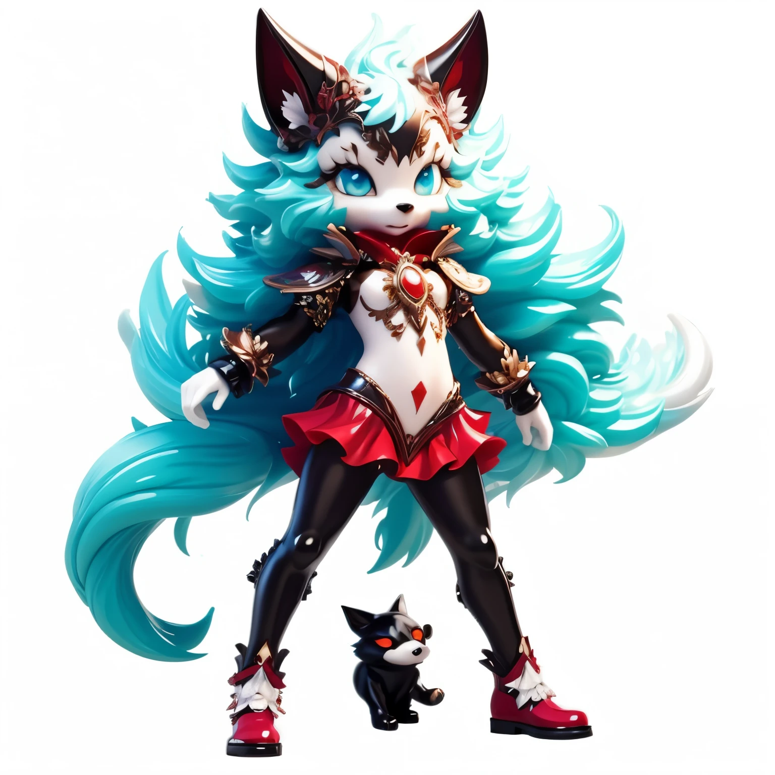crystal wolf,alone,whole body,3D,blue eyes,