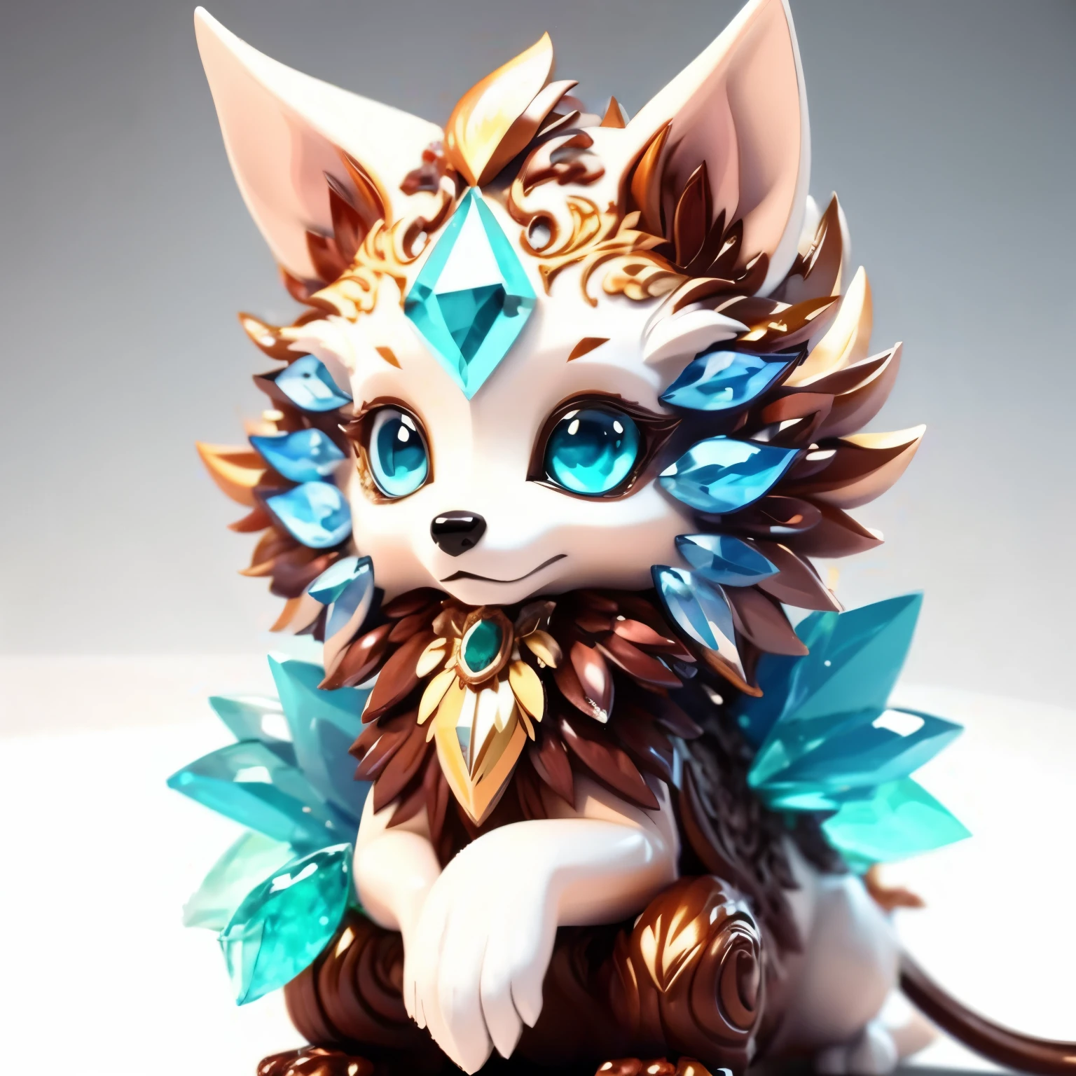 crystal wolf,alone,whole body,3D,blue eyes,