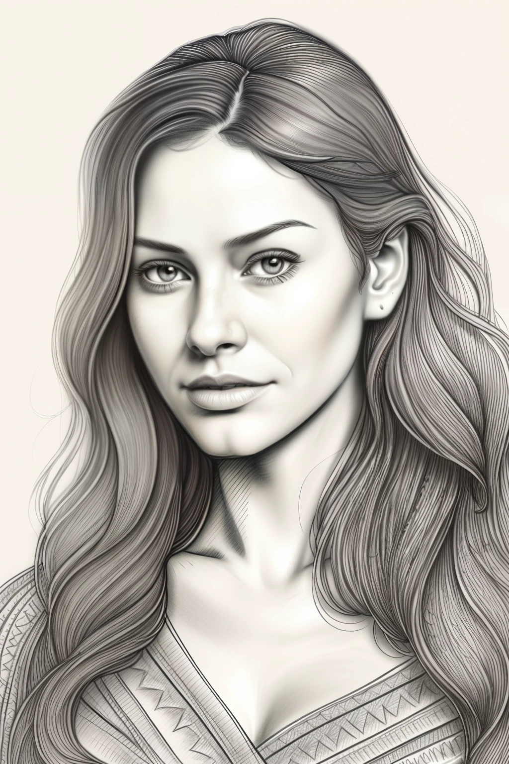 Detailed clothing design drawing for breastfeeding option, designed intricately with a pencil, highly detailed and precise, 35 years old artist, innocent expression, long wavy hair, brown eyes, high-resolution, masterpiece, best quality, sharp focus, textured paper and pencil shading, realistic skin-tones and fabric textures, detailed eyes with expressive lines, professional and artistic, 4k resolution, charming and thoughtful design, manually drawn on Canon drawing tablet, 0.5mm pencil tip, detailed and delicate lines, signature of the artist, photorealistic and lifelike, post-processing enhancing texture and detail, ultra-realistic, realism