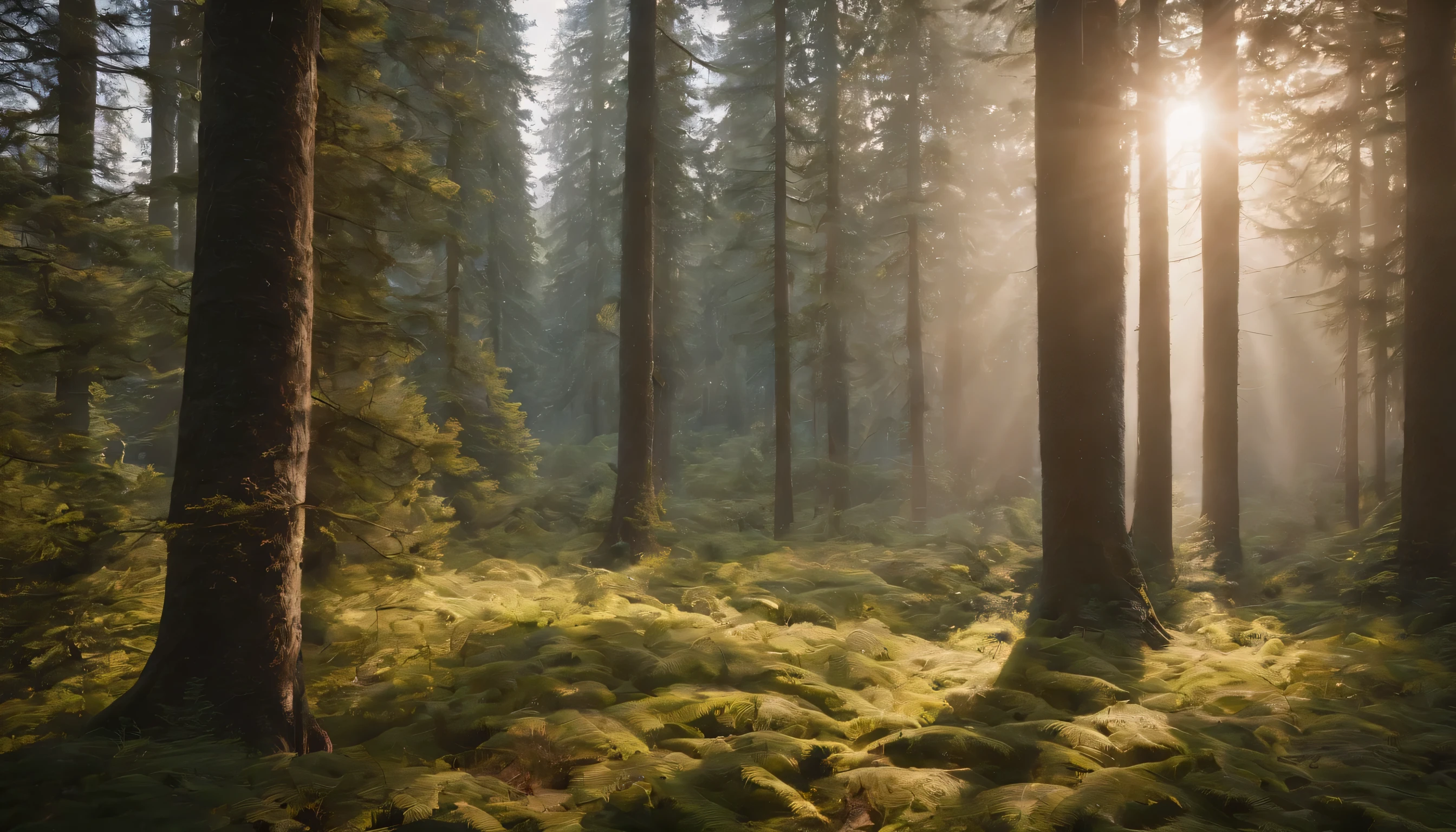 (Highly detailed CG Unity 8K wallpaper、masterpiece、highest quality、Super detailed)、(best lighting、best shadow、very delicate and beautiful)、highest quality、8K、Detailed facial depiction、masterpiece、highest quality、clear image quality、cold々Glowing cloudy trees in a beautiful forest々々Photo of