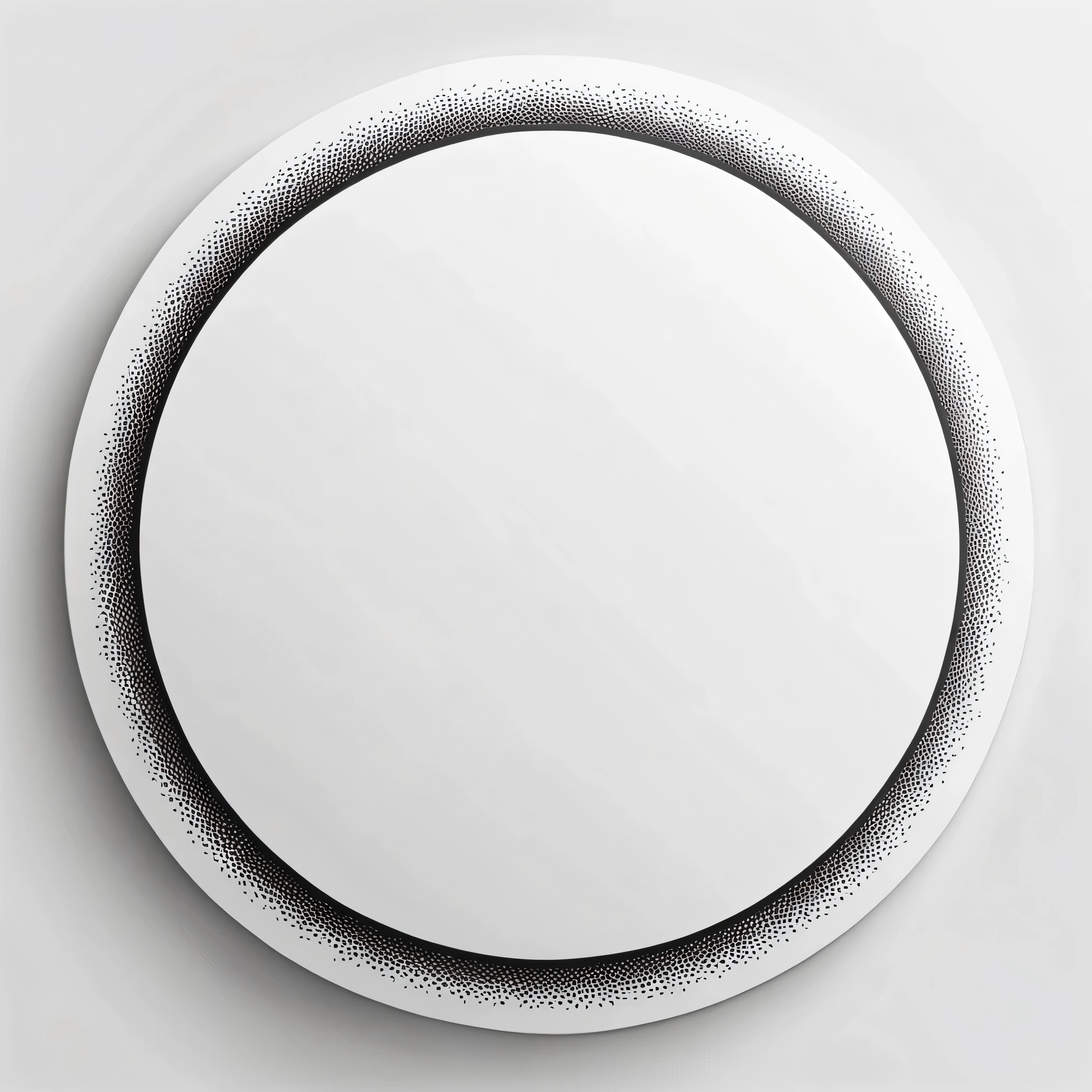 black perfect filled circle, matte texture, white background, circle circled with dark line with small indentation, 2D graphics, flat image, design,