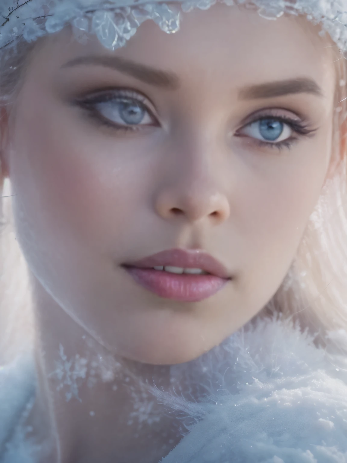 (best quality,4k,8k,highres,masterpiece:1.2),ultra-detailed,(realistic,photorealistic,photo-realistic:1.37), cowboy shot portrait,ice princess,an ultra hot gorgeous European woman, age 23. She’s a beautiful playmate, men magazine model. Beautiful detailed eyes,beautiful detailed lips,icy blue eyes,sparkling snowflakes falling around her,her hair,detailed snow crystals,delicate brush stroke painting,cool winter colors,soft pastel tones,subtle shadows,long eyelashes,vivid blue hues,ethereal atmosphere,sharp focus,high-resolution rendering,subtle sheen on the ice crystals,translucent skin,crisp air,dreamy expression,icy landscape in the background,pure white snowy ground,immaculate makeup,subtle blush on her cheeks,luminous complexion,dainty silver tiara on her head,powerful and enchanting presence,graceful pose,subtle glittering highlights on her hair,subtle bokeh lights,soft diffused lighting,dreamlike ambiance, cowboy shot photography.