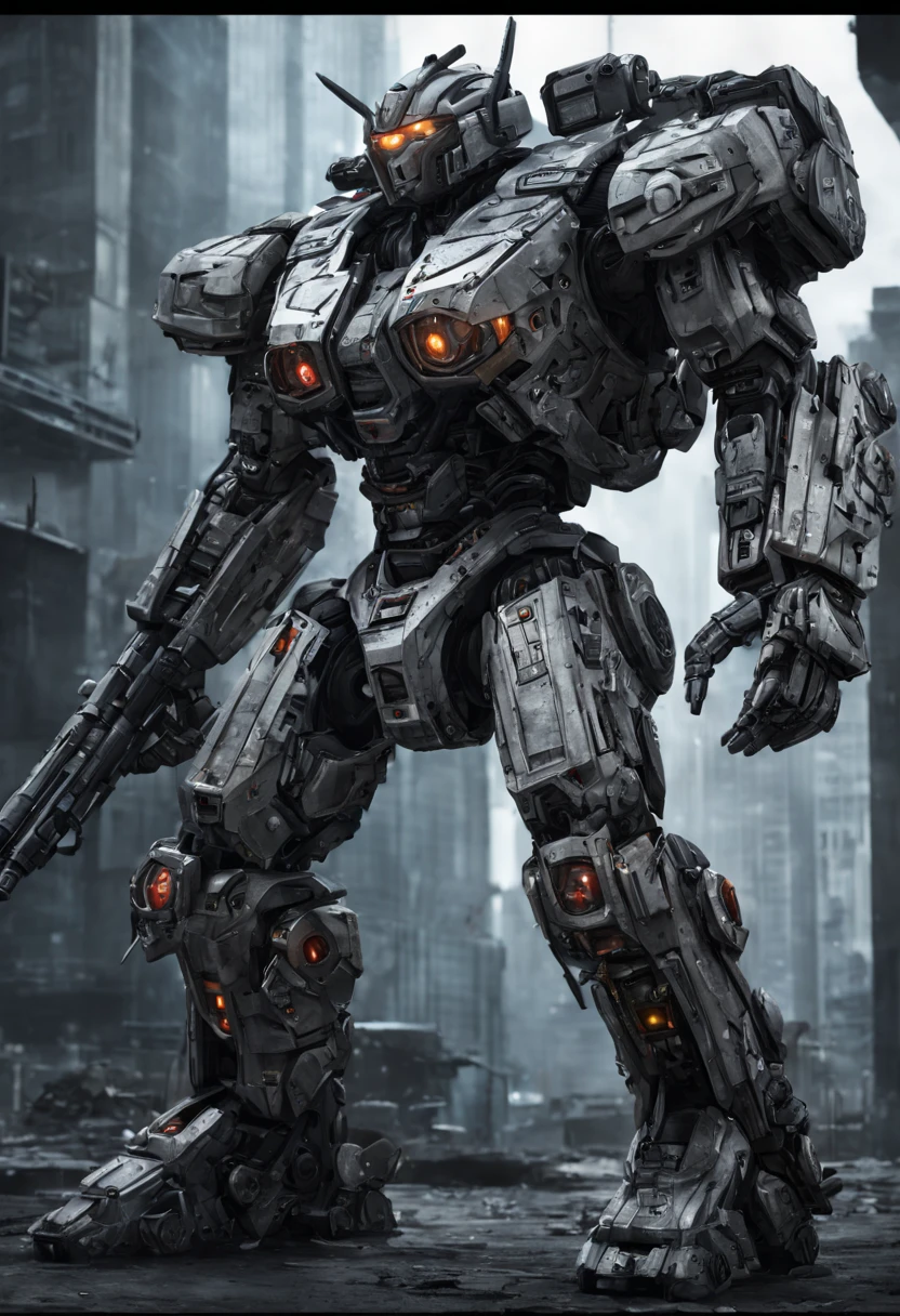 Mecha Warrior, Jaeger_Pacific_Rim, schematic diagram ink on blueprint by Enki Bilal by Vladislav, biomechanical complex, hyperdetailed, intricate, mechanical, Scientific American illustration, intricate mech details, ground level shot, 8K resolution, Cinema 4D, Behance HD, polished metal, Unreal Engine 5, rendered in Blender, sci-fi, futuristic, trending on Artstation, epic, cinematic background, dramatic, atmospheric