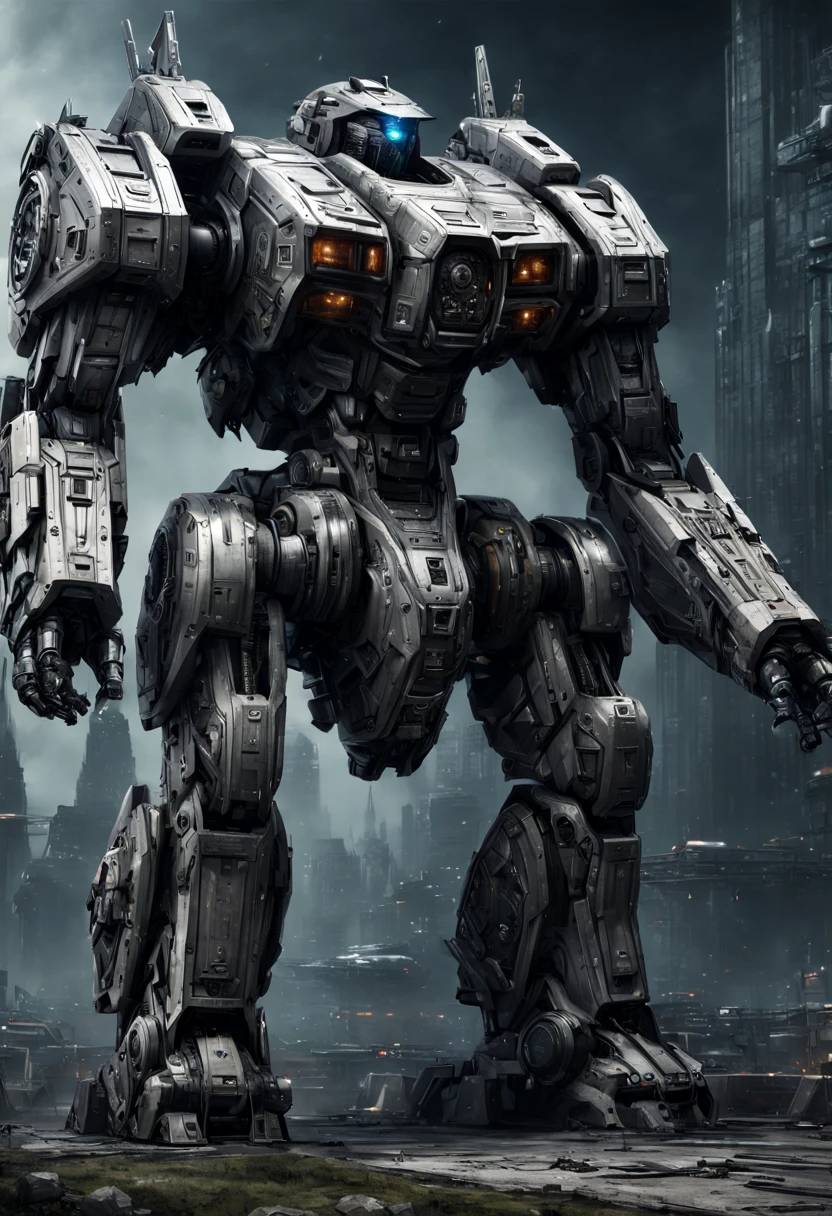 Mecha Warrior, Jaeger_Pacific_Rim, schematic diagram ink on blueprint by Enki Bilal by Vladislav, biomechanical complex, hyperdetailed, intricate, mechanical, Scientific American illustration, intricate mech details, ground level shot, 8K resolution, Cinema 4D, Behance HD, polished metal, Unreal Engine 5, rendered in Blender, sci-fi, futuristic, trending on Artstation, epic, cinematic background, dramatic, atmospheric