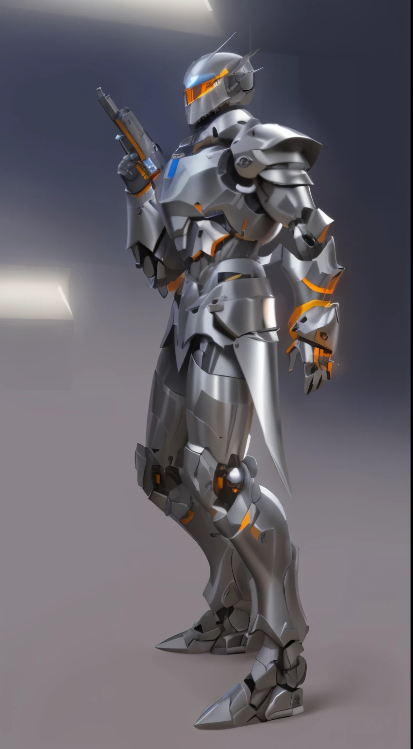 There is a picture of numbers，Drawing of a man in armor holding a gun, epic paladin armor, paladin armor, concept armor, Minimalist design armor style, mecha plate armor, cybernetic flame armor, Humanoid mech, hard edge concept art, whole body concept, Chrome armor, polished steel armor, detailed whole body concept, skin concept