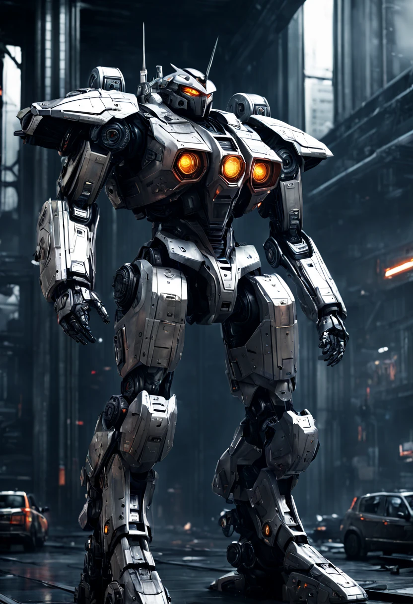 Mecha Warrior, Jaeger_Pacific_Rim, schematic diagram ink on blueprint by Enki Bilal by Vladislav, biomechanical complex, hyperdetailed, intricate, mechanical, Scientific American illustration, intricate mech details, ground level shot, 8K resolution, Cinema 4D, Behance HD, polished metal, Unreal Engine 5, rendered in Blender, sci-fi, futuristic, trending on Artstation, epic, cinematic background, dramatic, atmospheric
