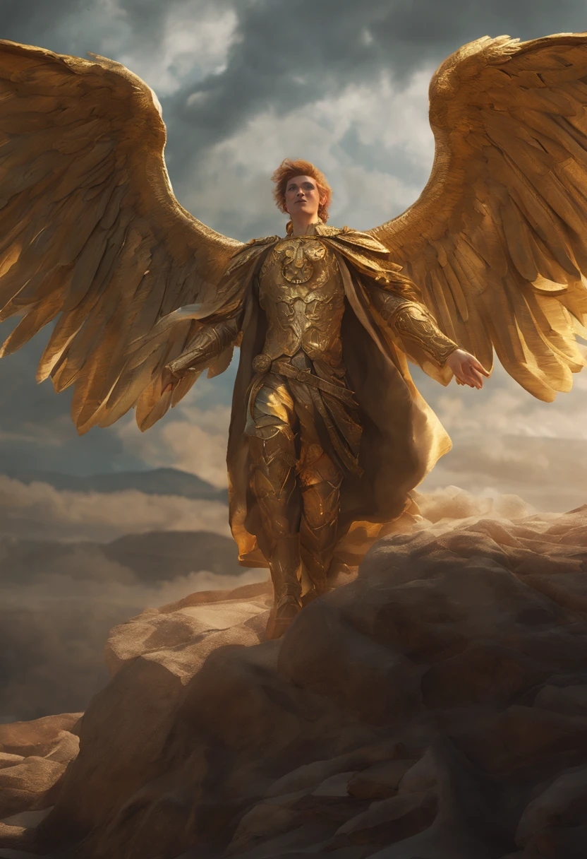 I looked with winged angels,his wings covered his body, and there was a man dressed in linen, and his loins were girded with a belt of gold from Ufas. His body was like topaz, his countenance shone like lightning, his eyes were like burning torches, his arms and legs shone like polished brass, and the sound of his voice was mighty,ultra 8k res, cinematic still,