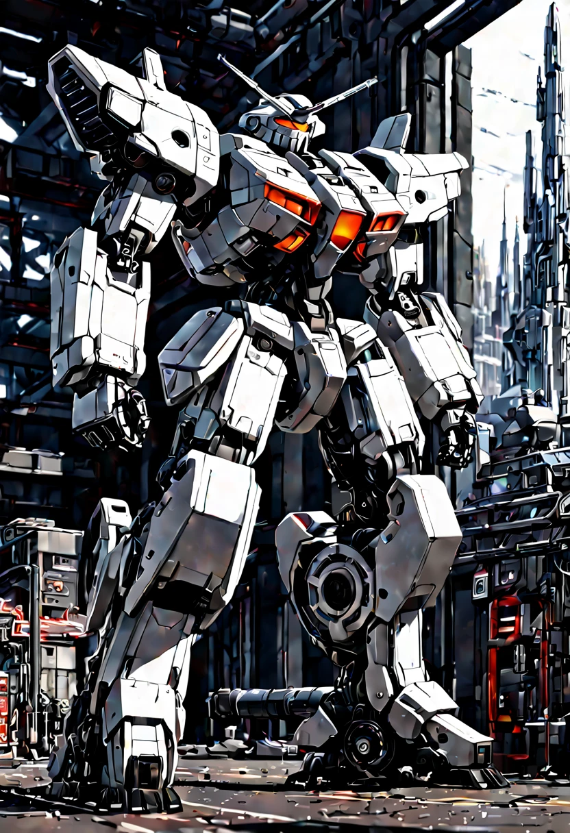 Mecha Warrior, Jaeger_Pacific_Rim, schematic diagram ink on blueprint by Enki Bilal by Vladislav, biomechanical complex, hyperdetailed, intricate, mechanical, Scientific American illustration, intricate mech details, ground level shot, 8K resolution, Cinema 4D, Behance HD, polished metal, Unreal Engine 5, rendered in Blender, sci-fi, futuristic, trending on Artstation, epic, cinematic background, dramatic, atmospheric