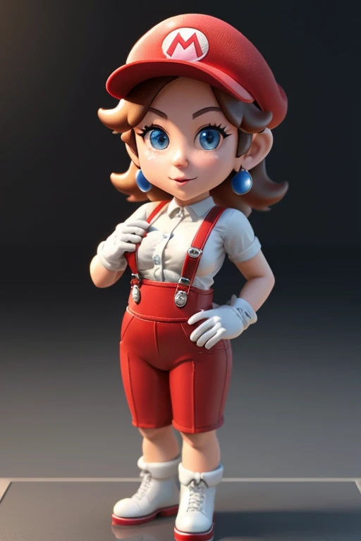 standing Crossdressed (manly faced moustached Mario) having a (generous girl body:1.4), big , wearing a revealing very short pencil office dress, (full body:1.2), multiple angles views, thick black outlines,