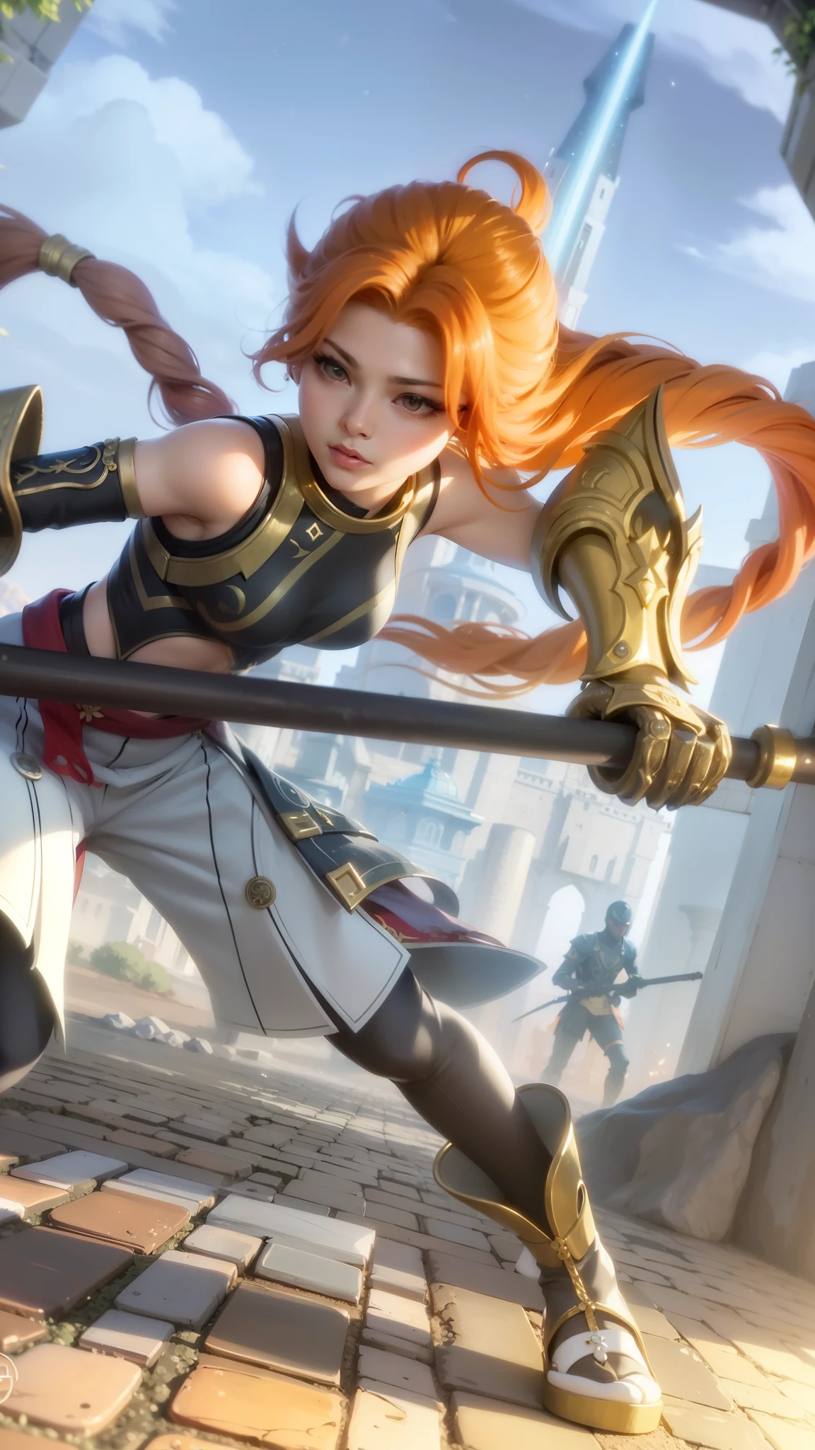 a close up of a woman wearing a red hood like a ruby wearing a patch over one eye, shadowbringers cinematic, 4 k detail fantasy, a beautiful fantasy empress, game cg, xianxia fantasy, xianxia hero, 2. 5 d cgi anime fantasy artwork, cinematic goddess close shot, ruan jia and artgerm, wow 4 k detail fantasy, hyperdetailed fantasy character.